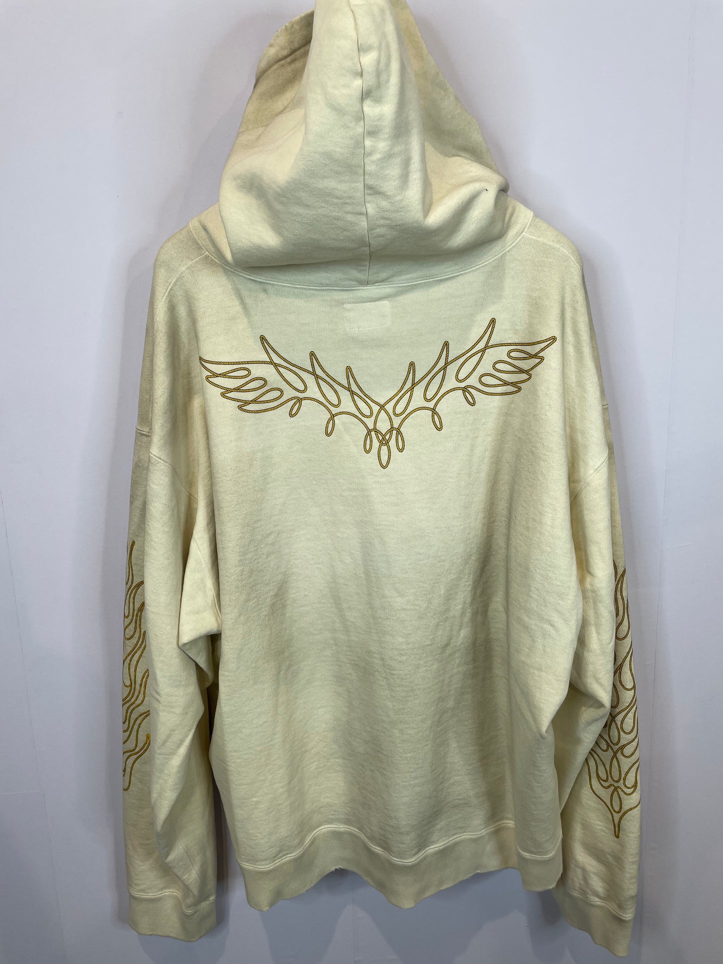 KAMIYA Distressed Flames Zip Up Beige Used XL