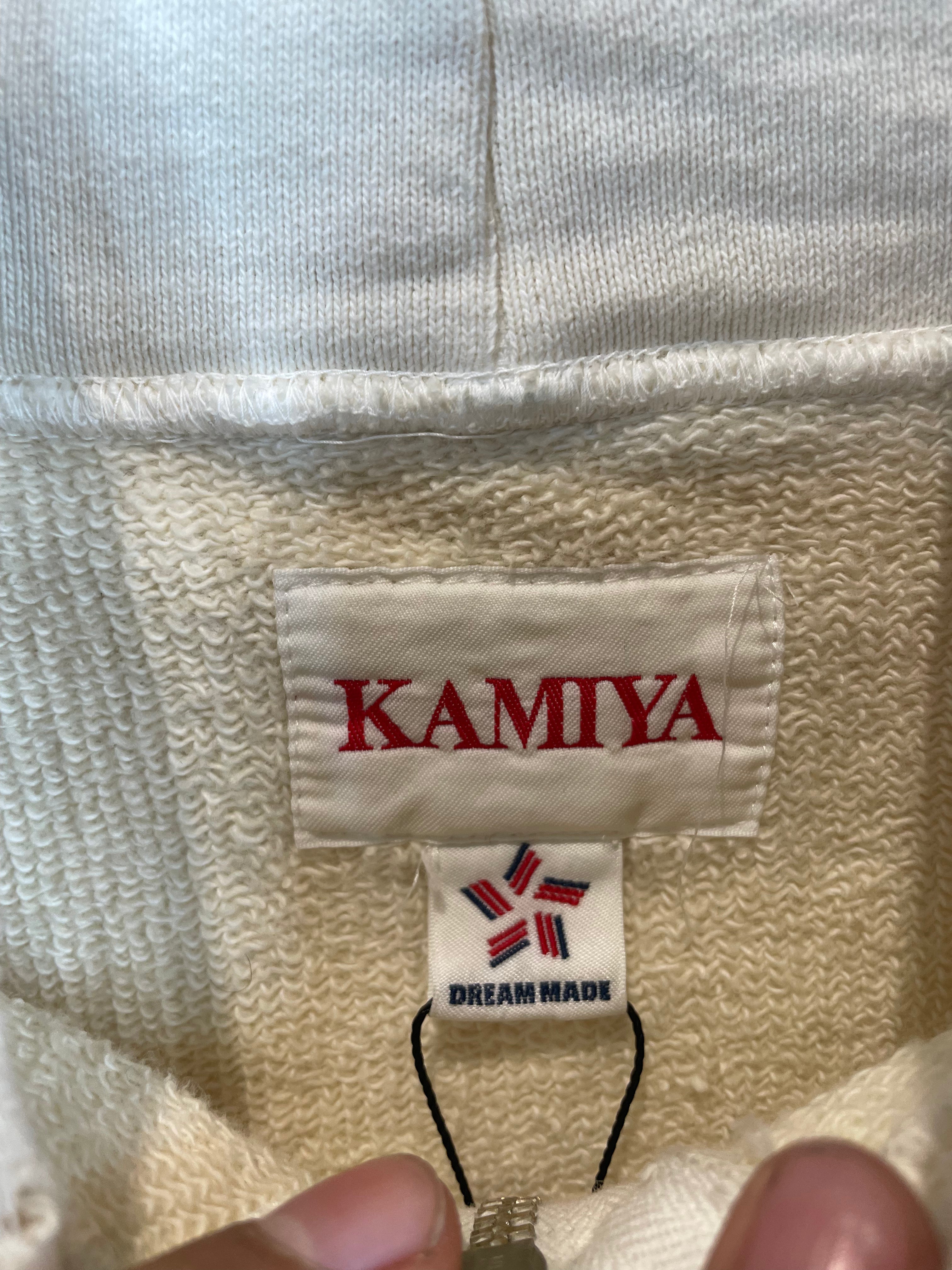 KAMIYA Distressed Flames Zip Up Beige Used XL