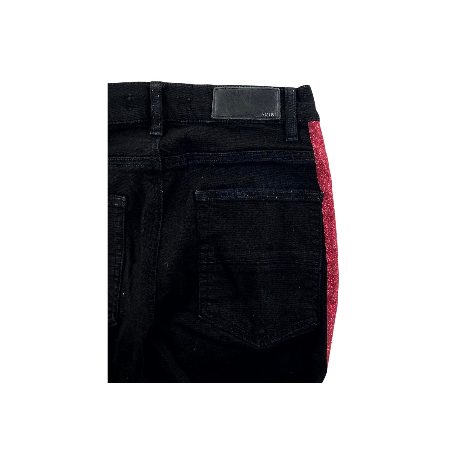 Amiri Glitter Stripe Black & Red Jeans