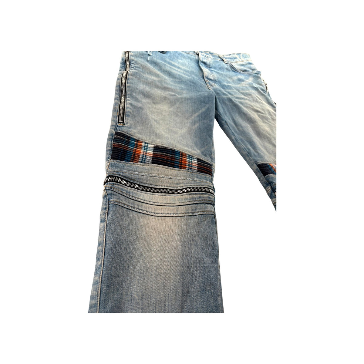 Amiri "MX2" Patch Light Wash, Orange & Blue Jeans