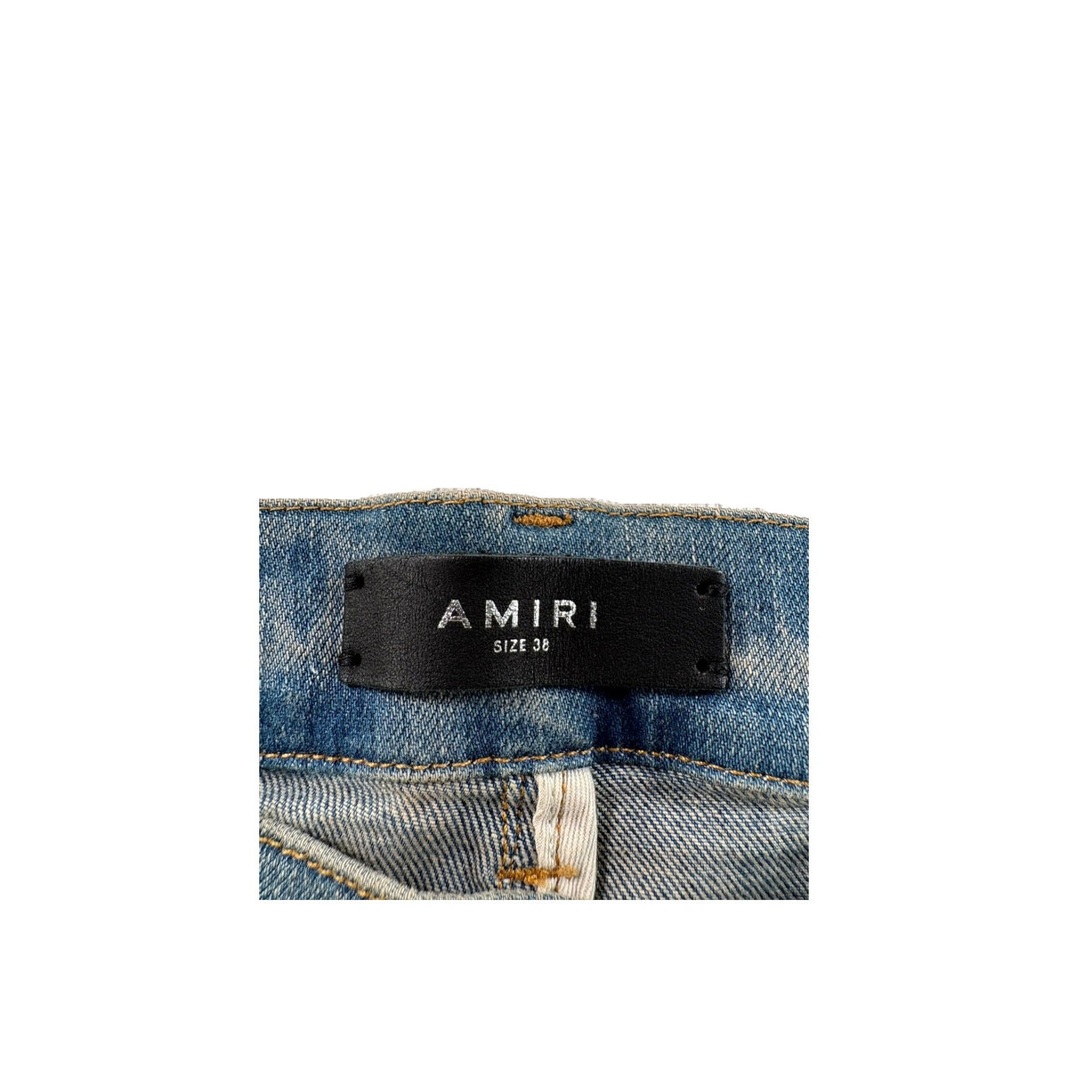 Amiri "MX2" Patch Light Wash, Orange & Blue Jeans
