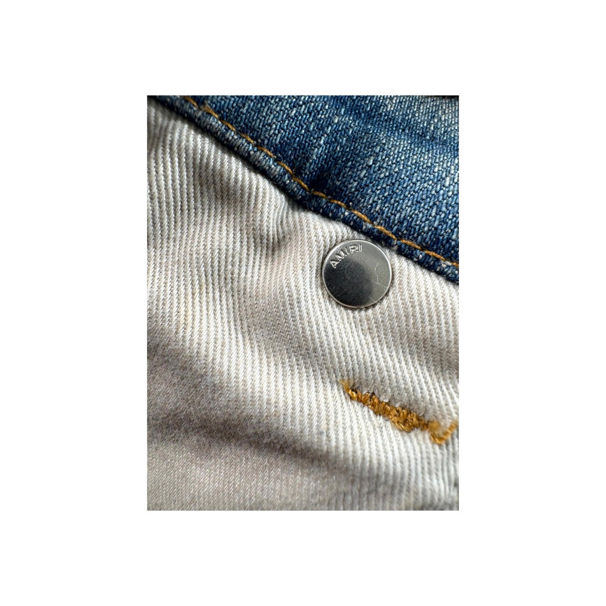 Amiri "MX2" Patch Light Wash, Orange & Blue Jeans