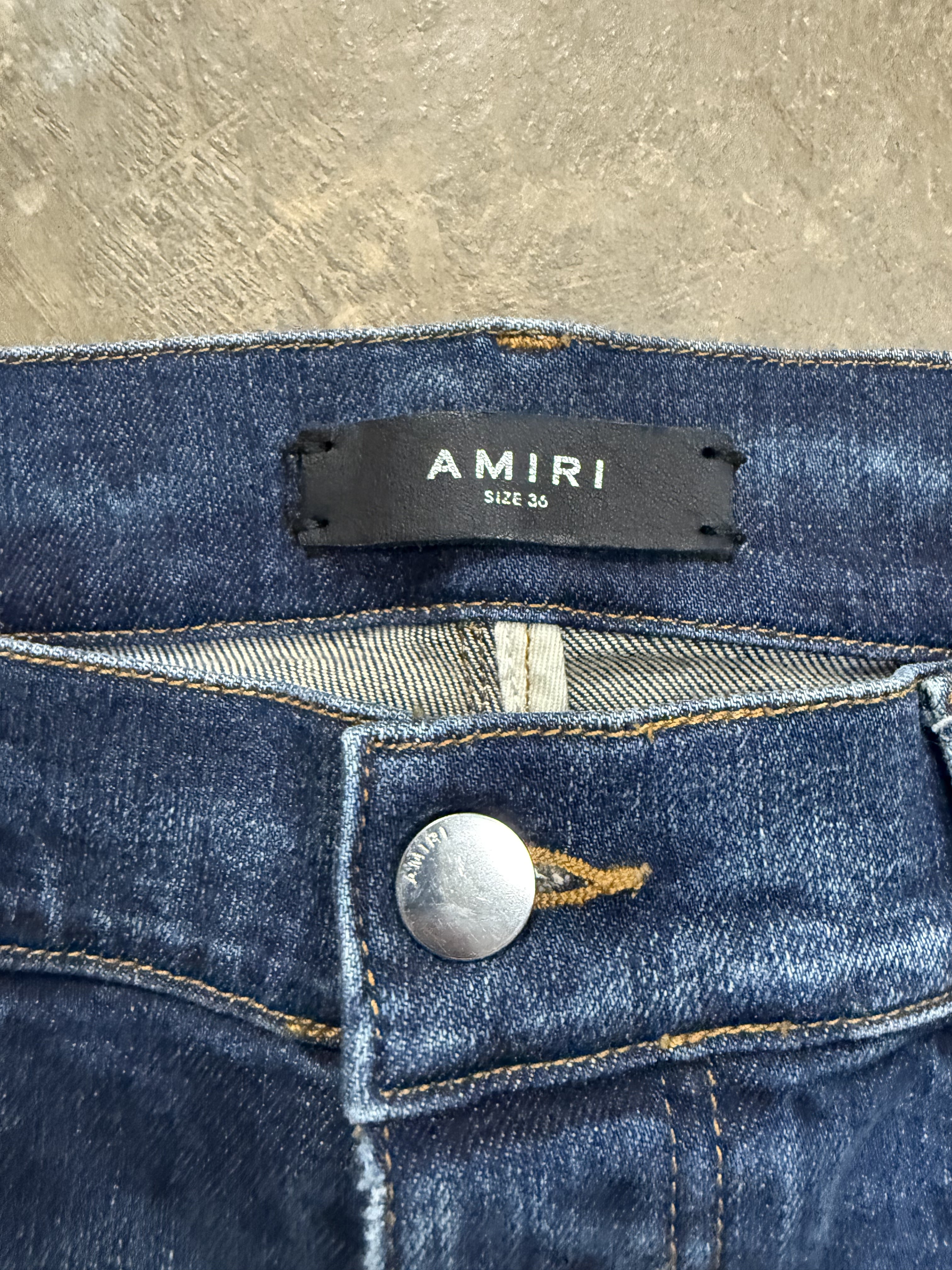 Amiri Jeans Patchwork Navy Paisley Used 36