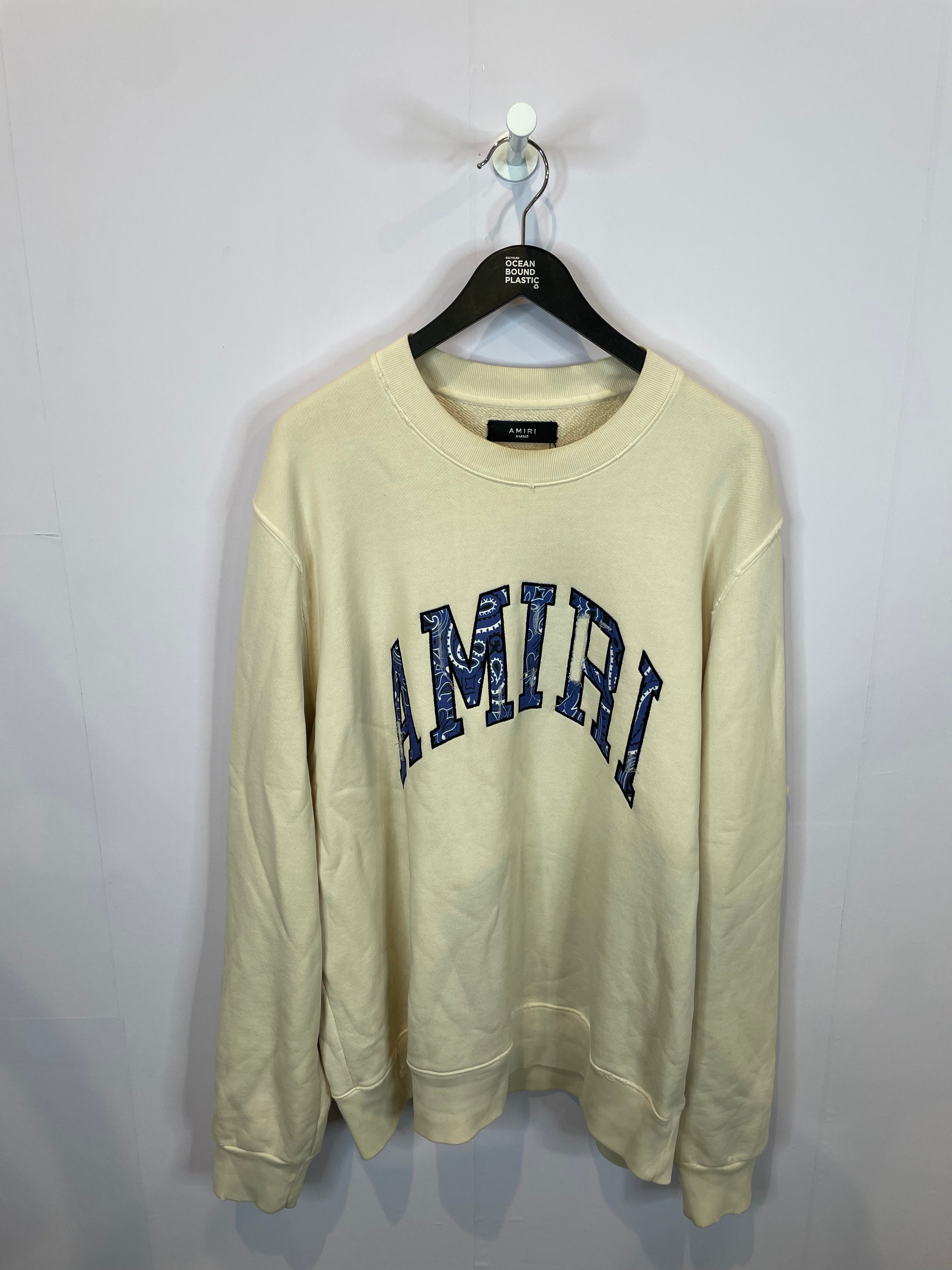 Amiri Crewneck Cream Blue Paisley Used XL