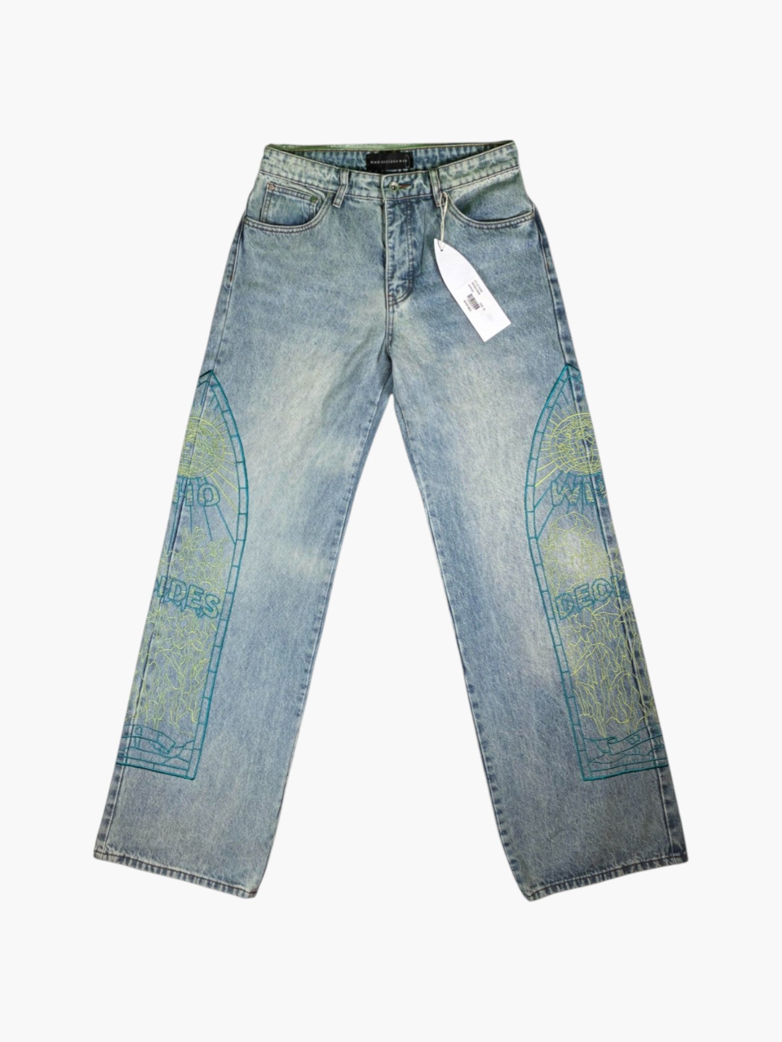 WDW Embroidered Lime Light Wash Jeans