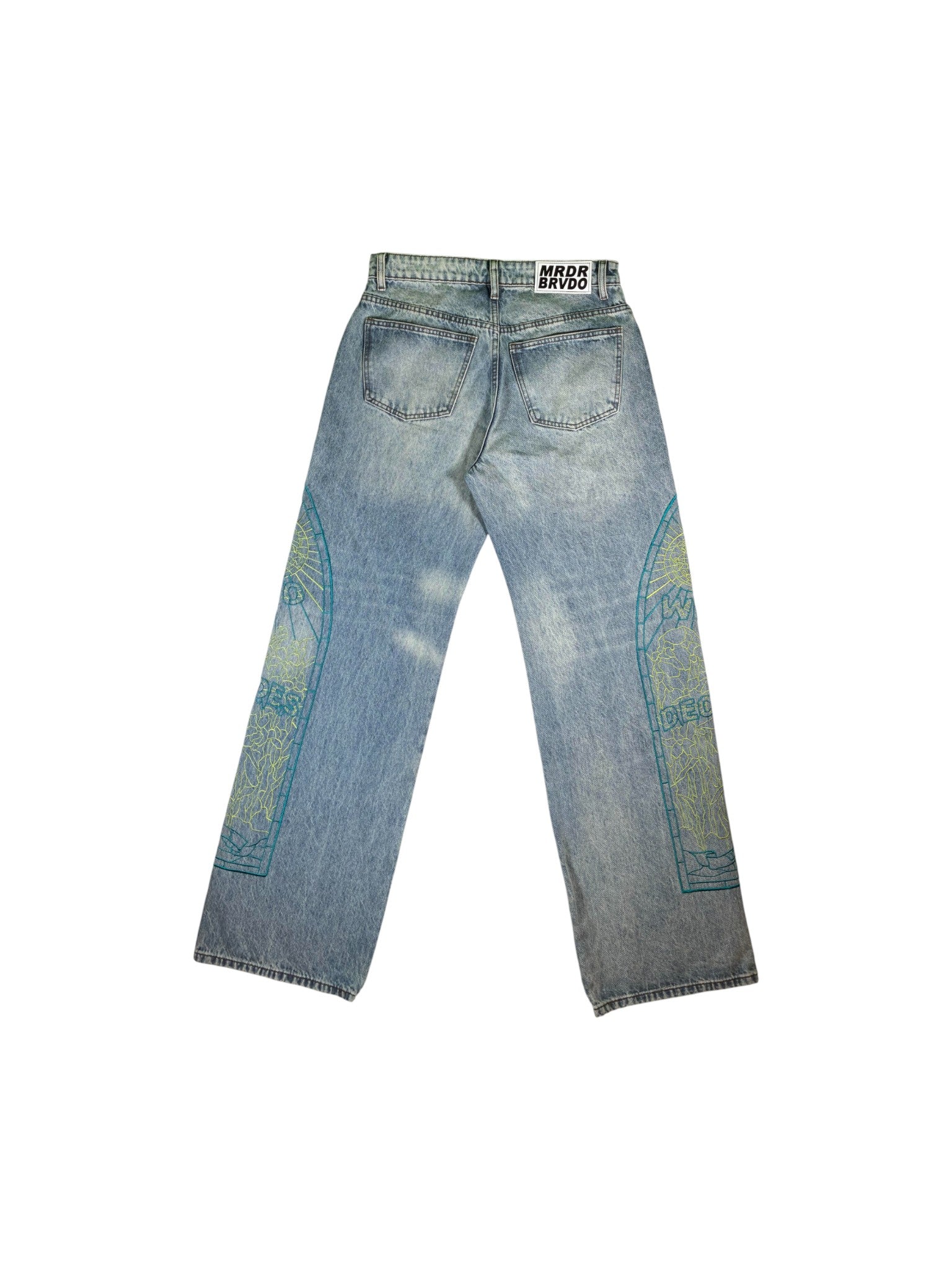 WDW Embroidered Lime Light Wash Jeans