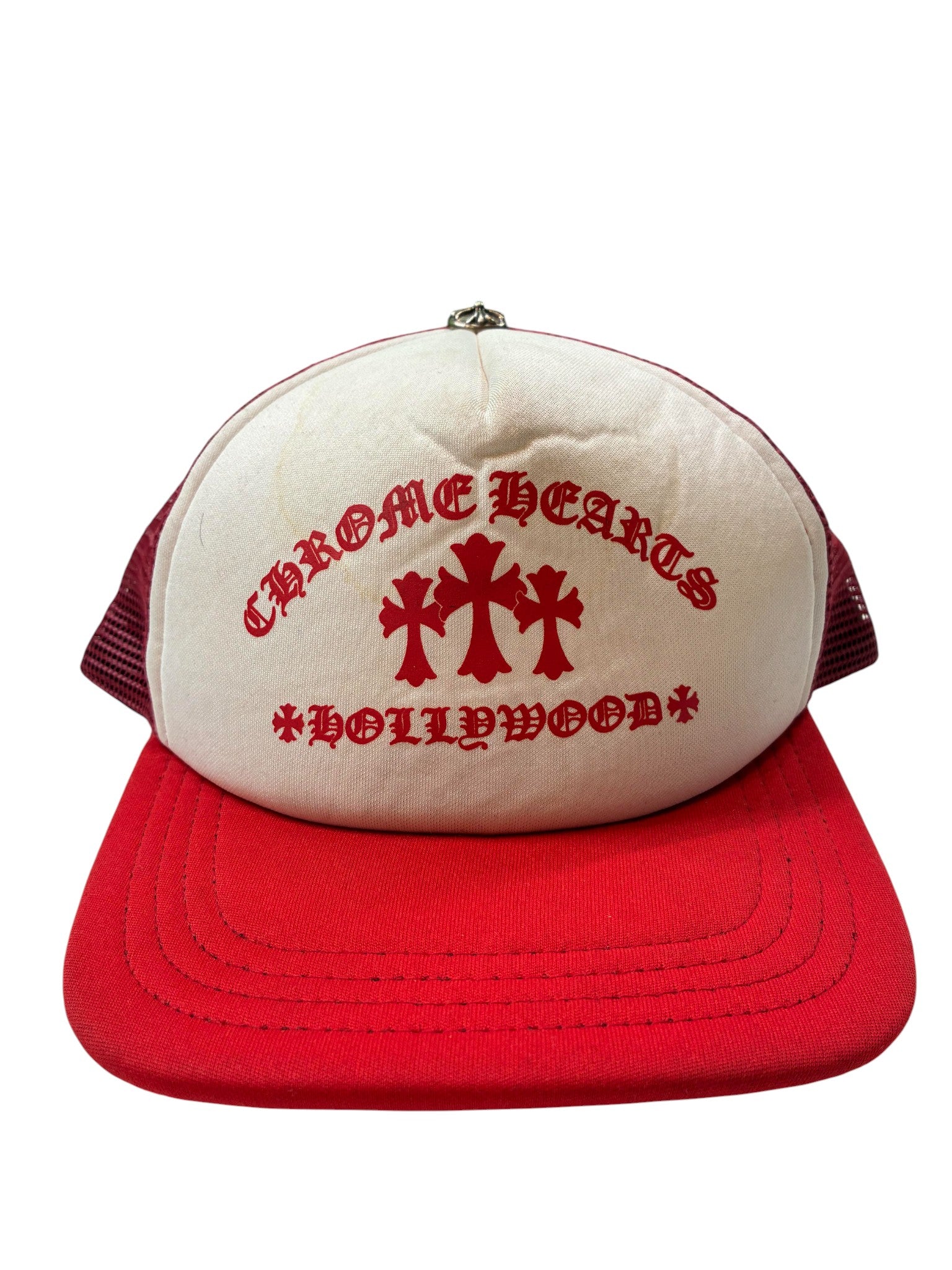 Chrome Hearts Tri Cross Red Trucker Cap