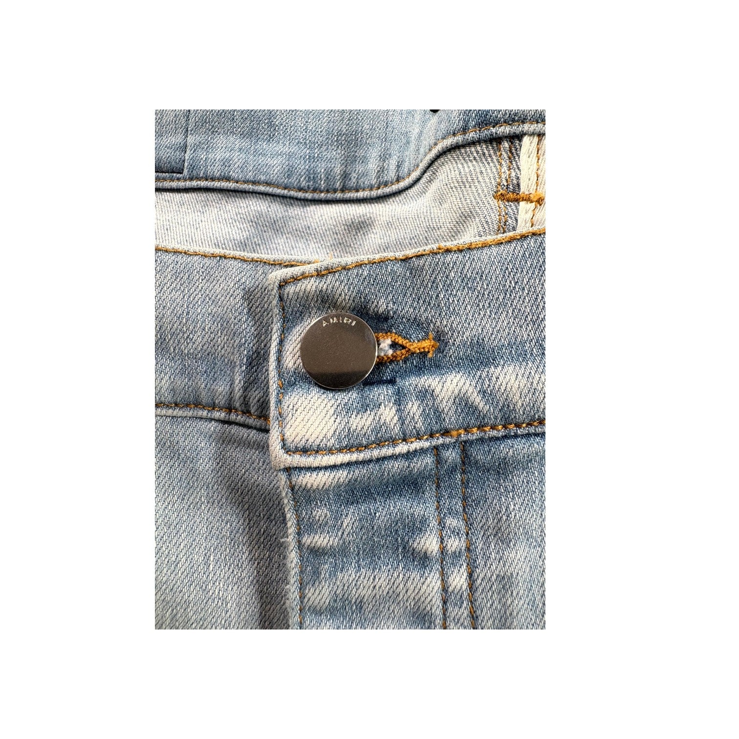 Amiri "MX1" Camo Patch Light Wash Jeans