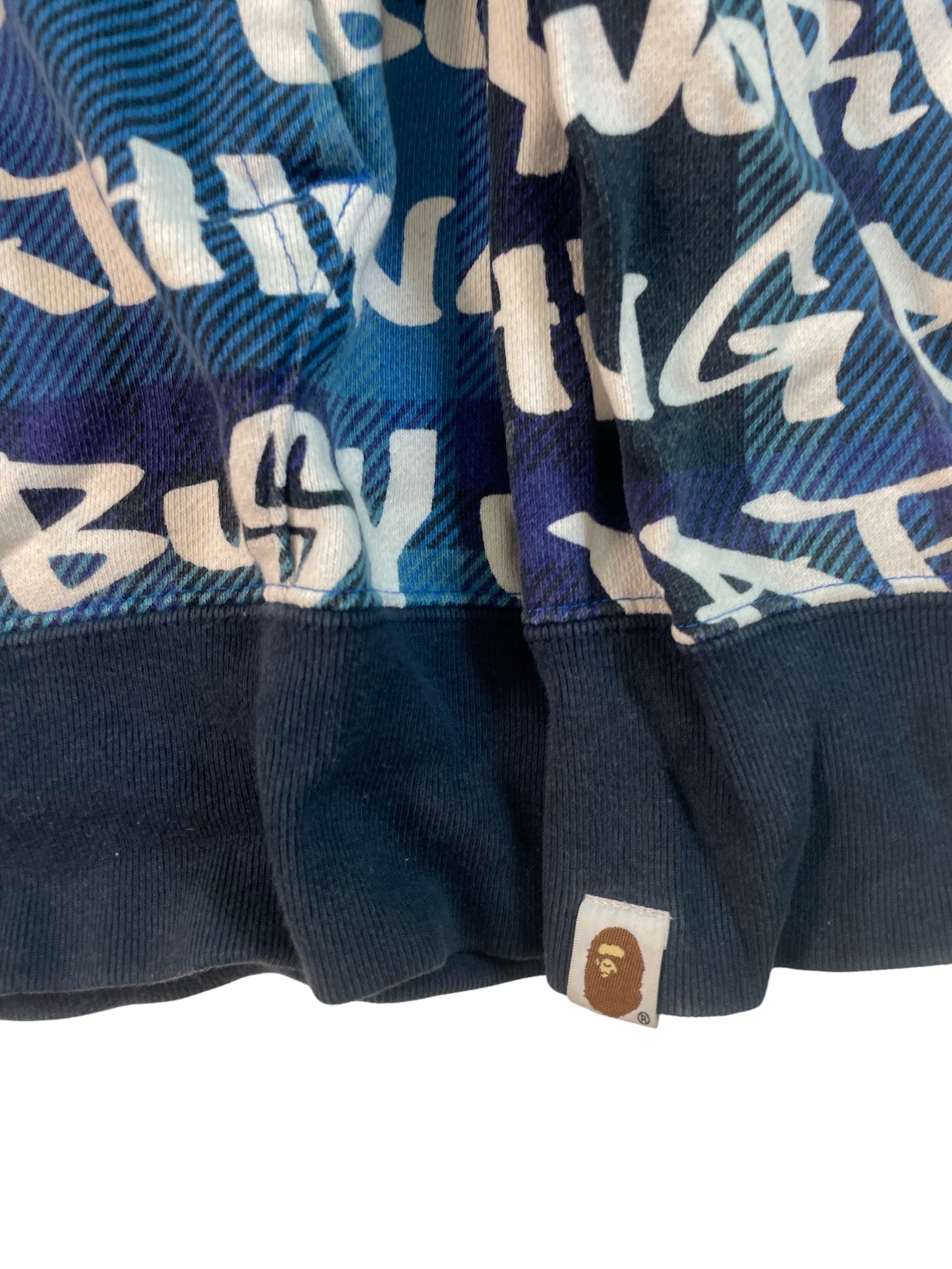 BAPE Plaid Script Blue Zip Up