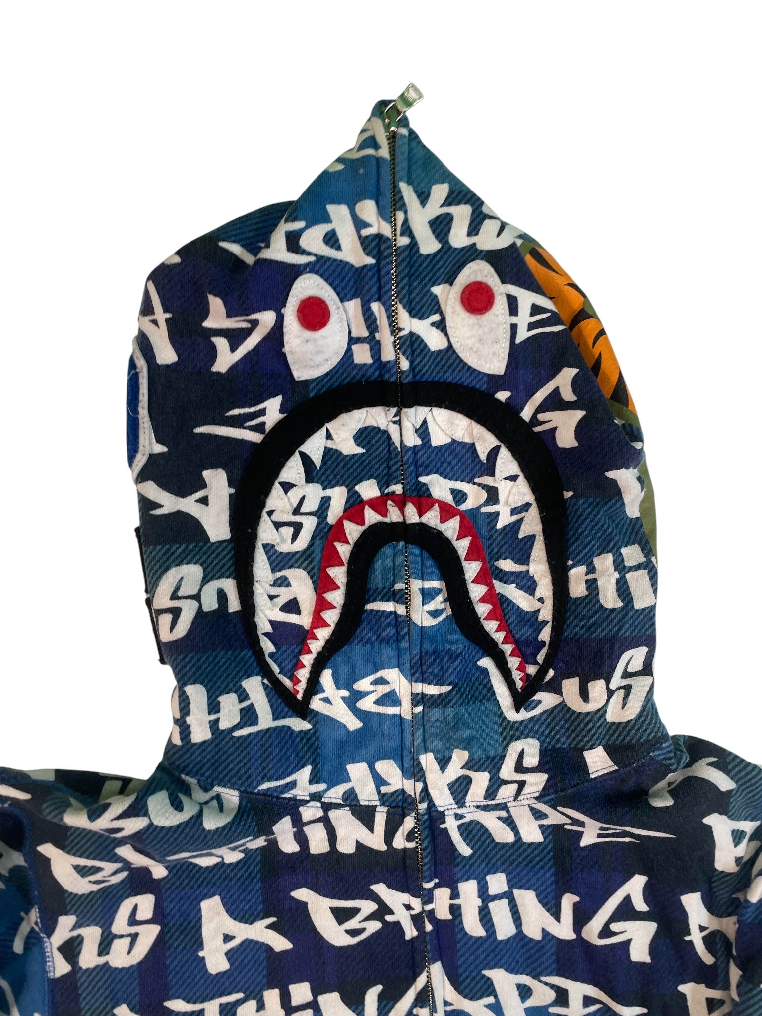BAPE Plaid Script Blue Zip Up