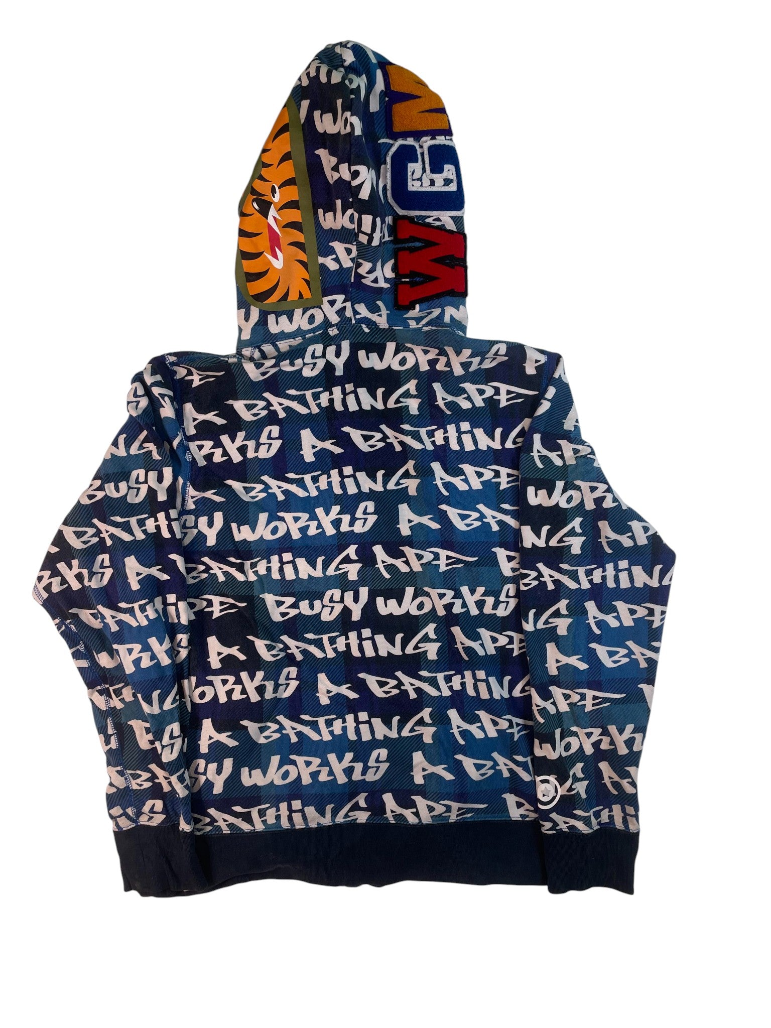 BAPE Plaid Script Blue Zip Up