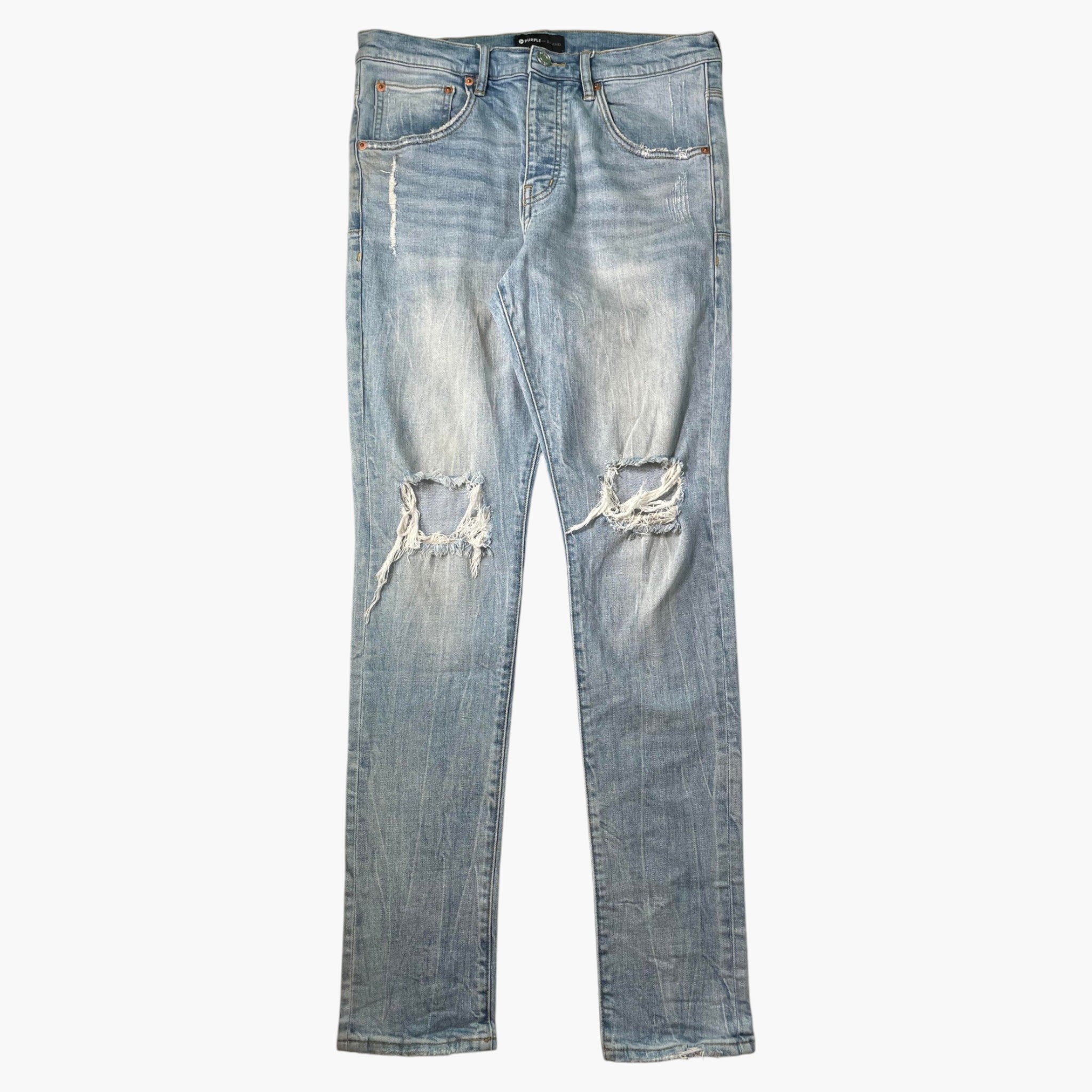 Purple Brand Light Wash Knee Ripped Jeans