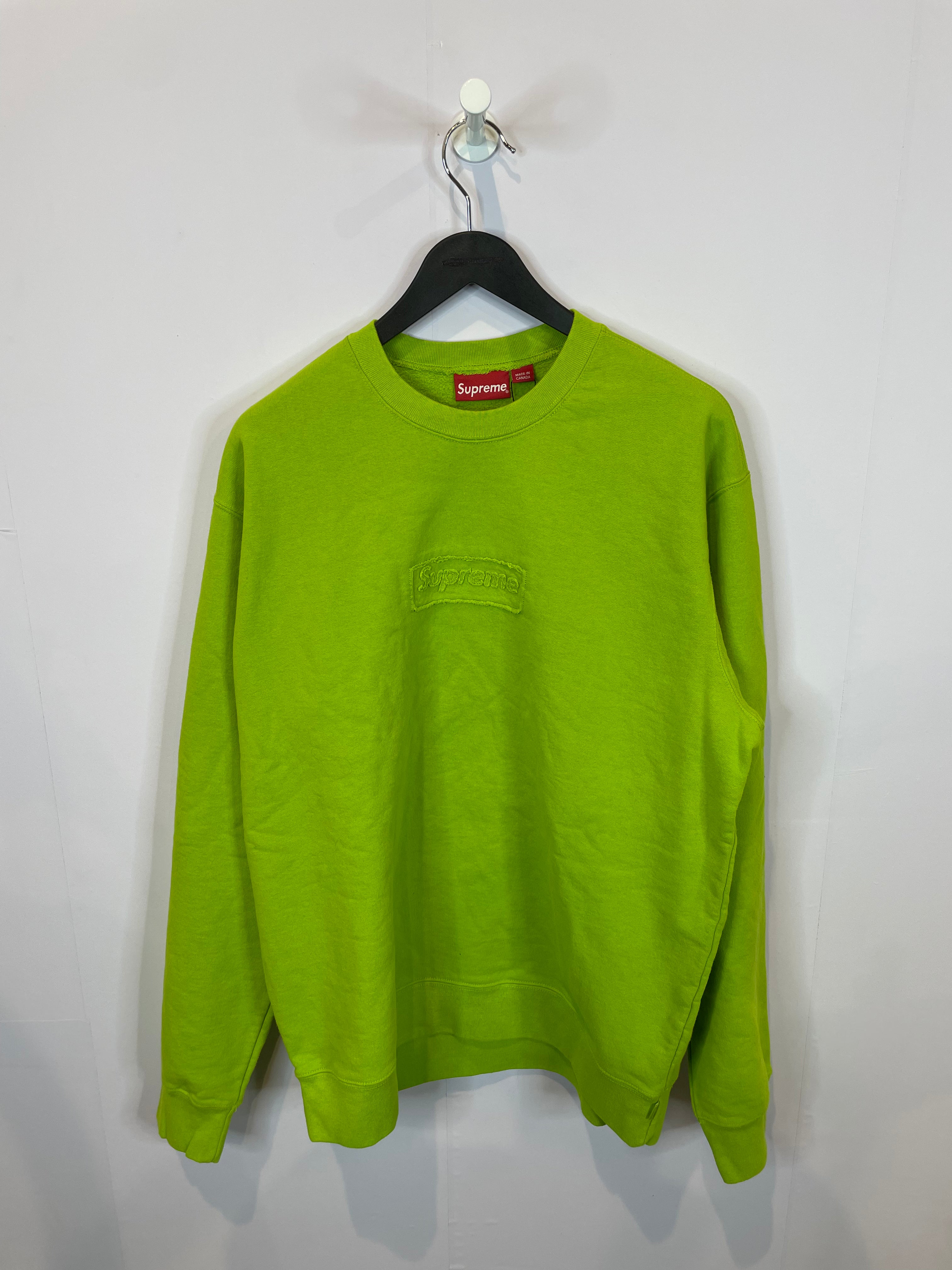 Supreme Cut Out Box Logo Crewneck Lime New XL