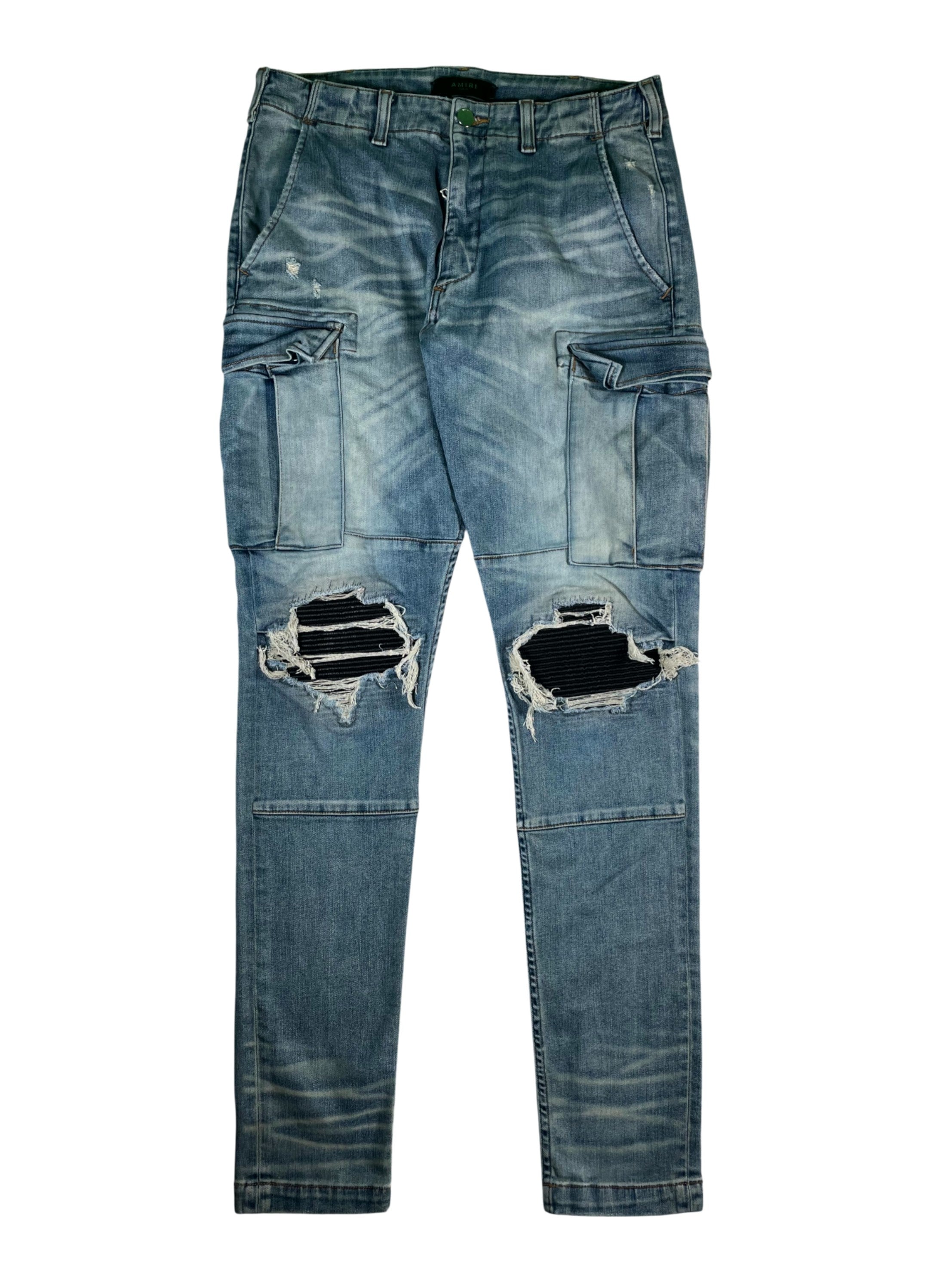 Amiri MX1 Cargo Patch Light Wash & Black Jeans
