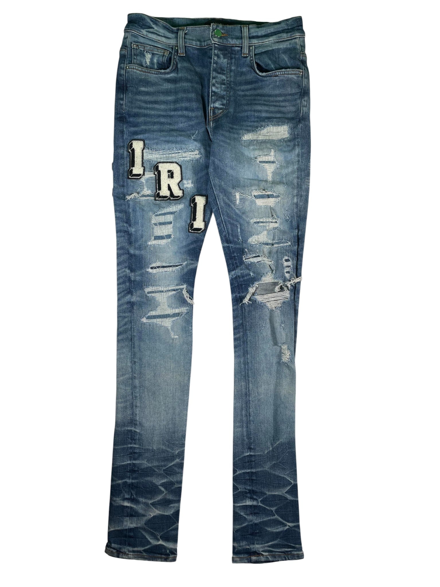 Amiri Varsity Logo Dark Wash Jeans