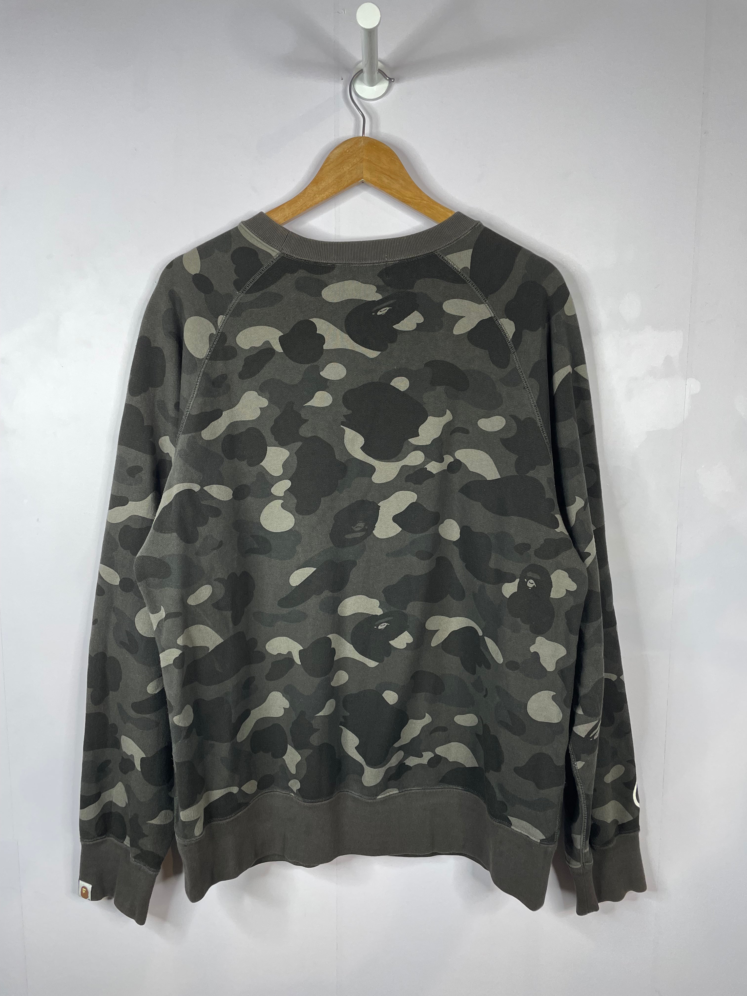 BAPE Shark Zipper Black Camo Crewneck