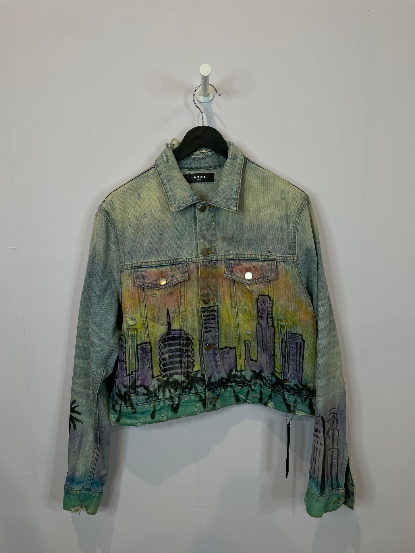 Amiri Denim Jacket Hollywood Skyline Used Large