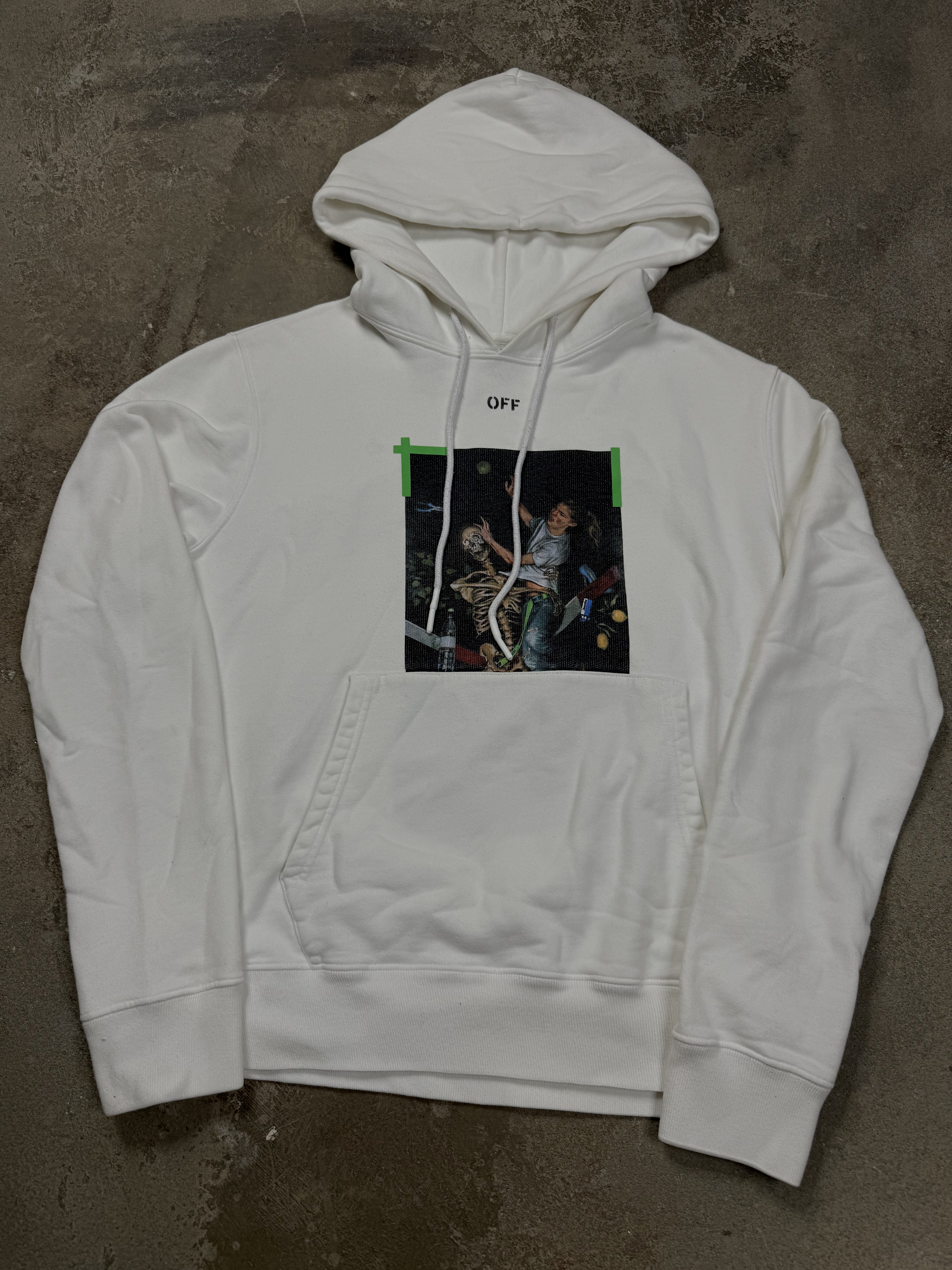 Off White Hoodie White Green Girl Used Medium