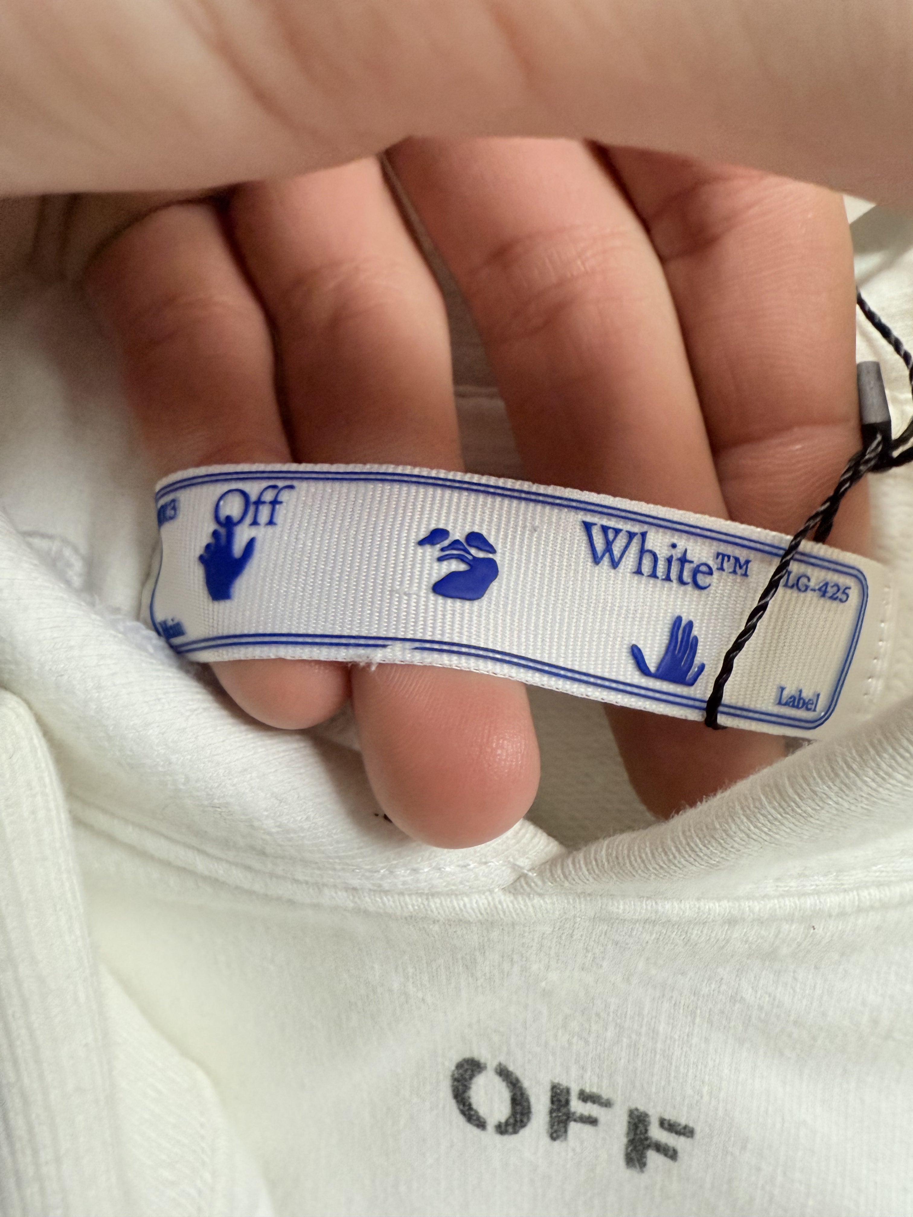 Off White Hoodie White Green Girl Used Medium
