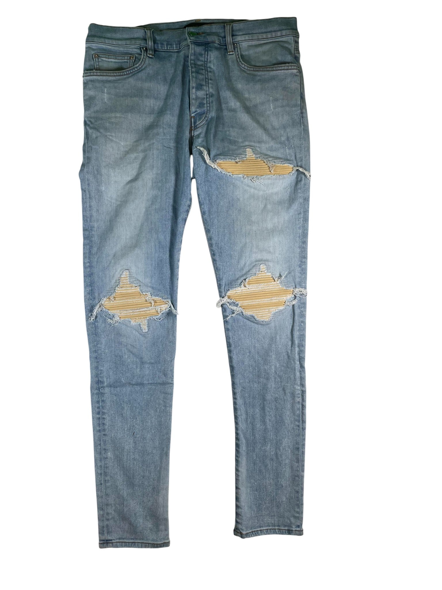 Amiri MX1 Yellow Sundust Patch Light Wash Jeans