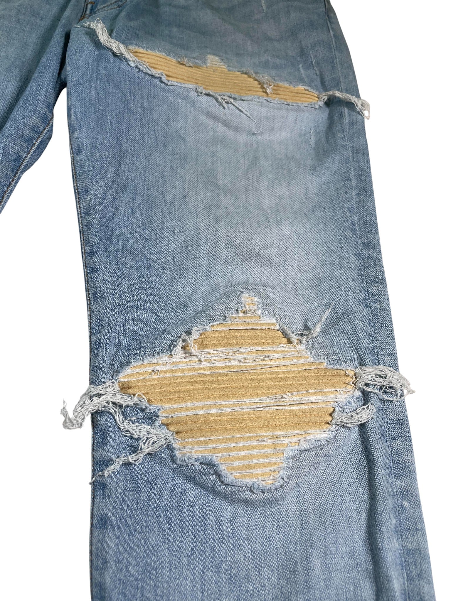 Amiri MX1 Yellow Sundust Patch Light Wash Jeans