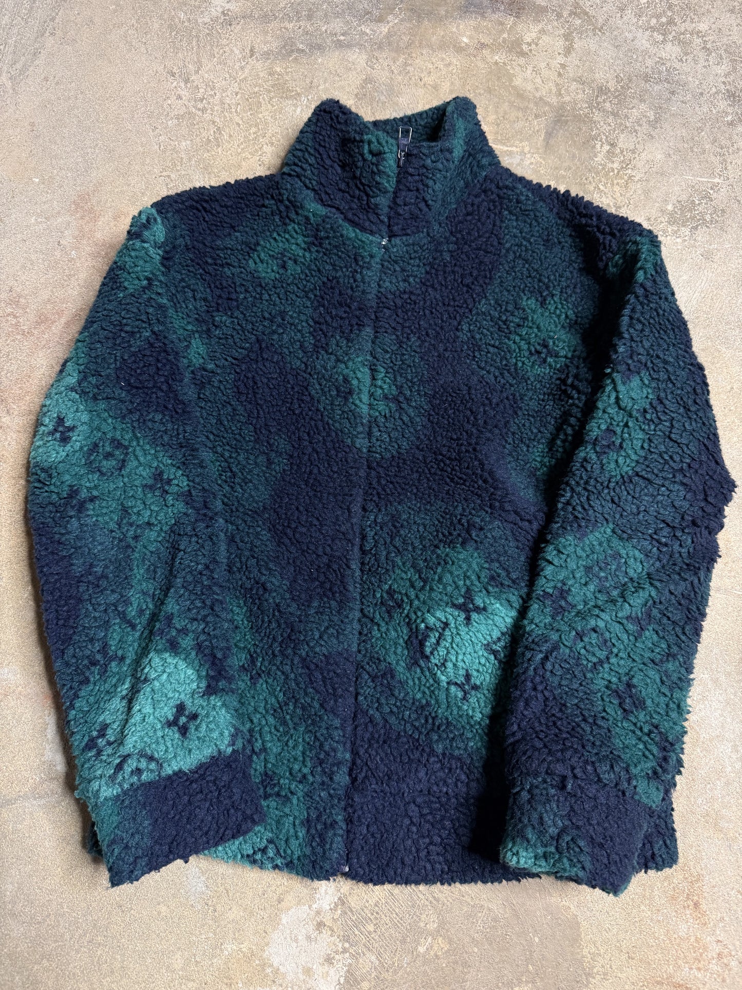LV Fleece Zip Up Navy Green Small Used