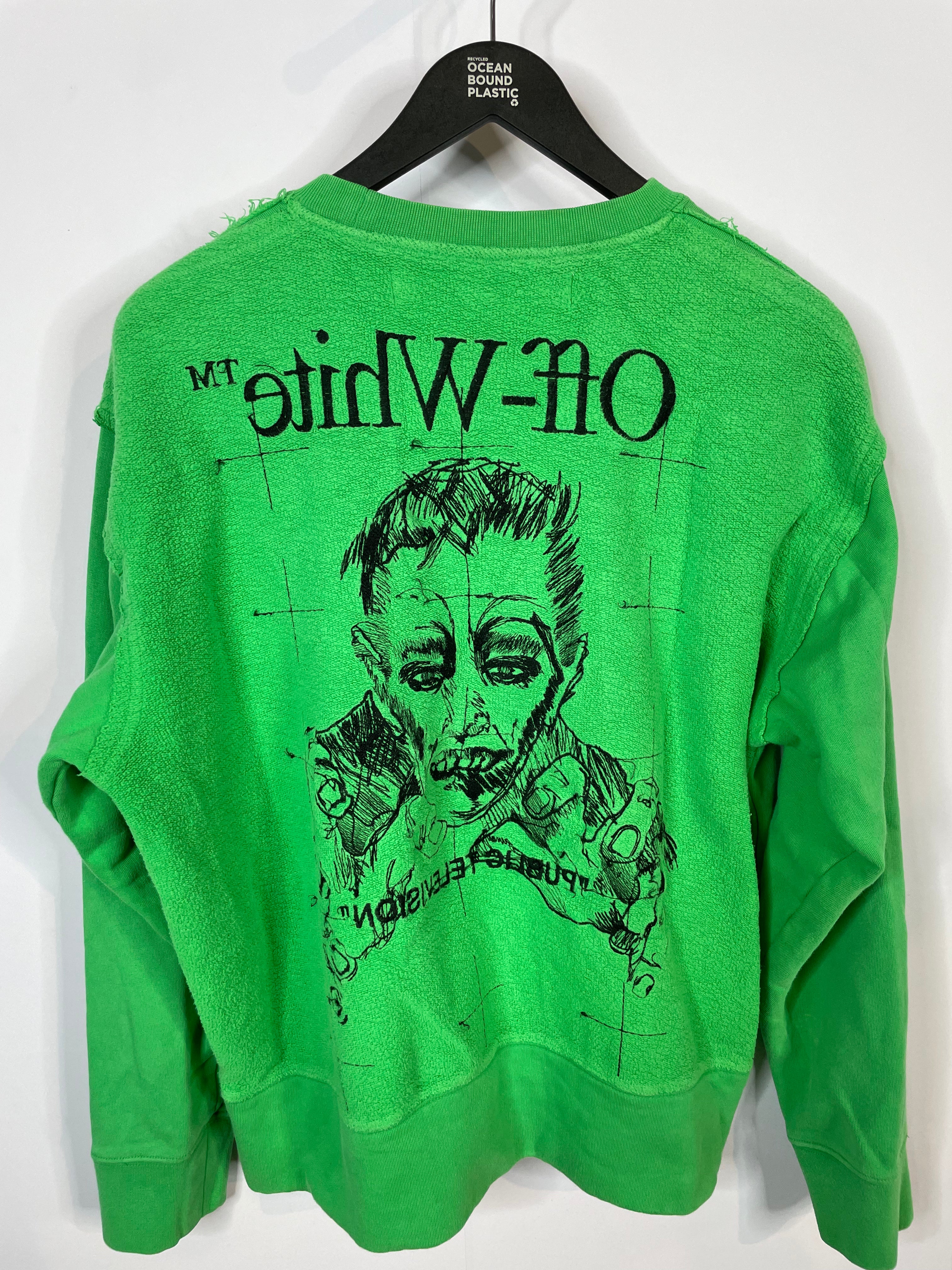 Off White Public TV Crewneck Green Used XS