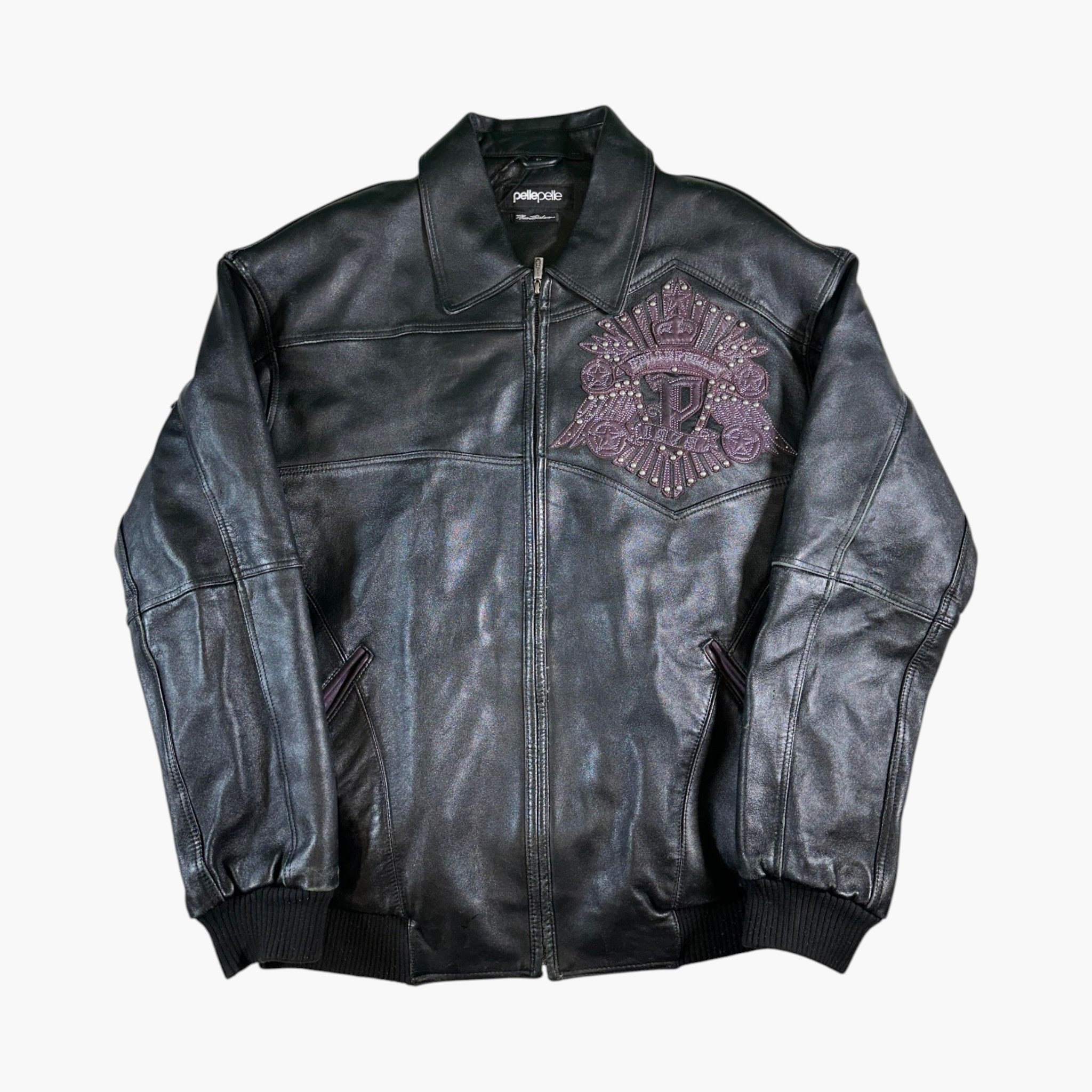 Avirex Studded Varsity Black & Purple Jacket