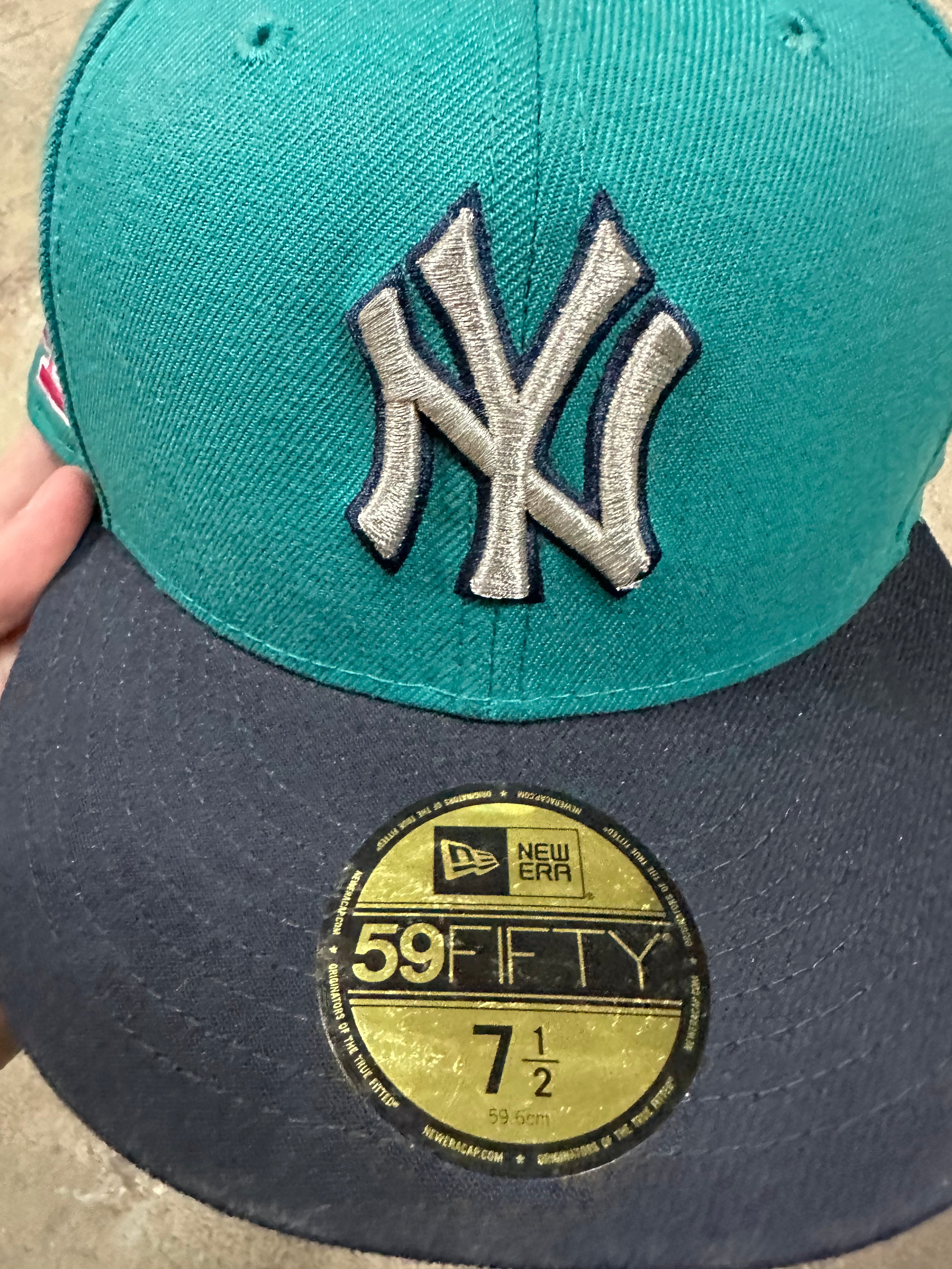 EE Cap NY Teal Pink 7 1/2 New
