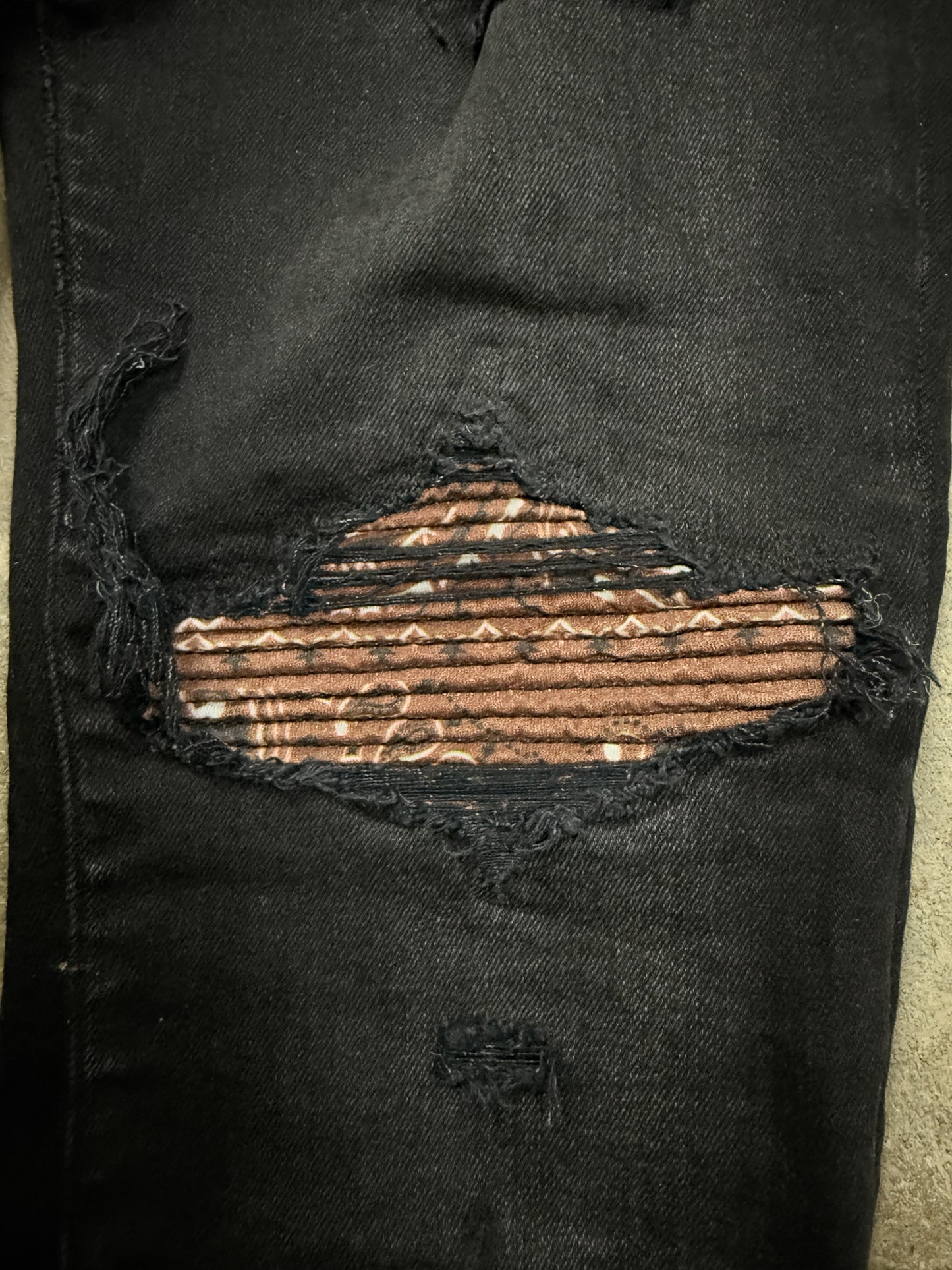 Amiri MX1 Brown Paisley Patch Used 34