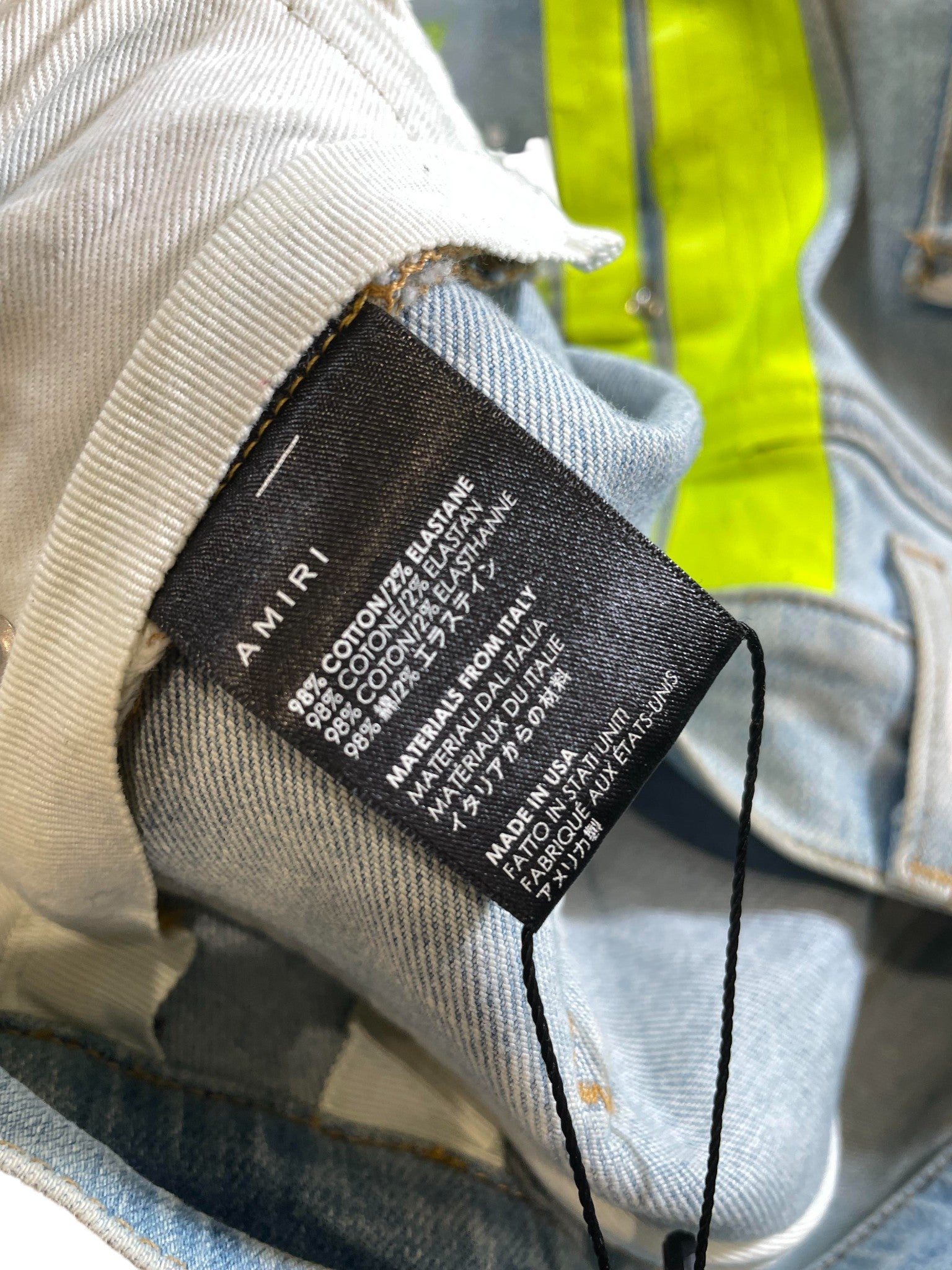 Amiri Neon Splatter Stripe Light Wash Jeans