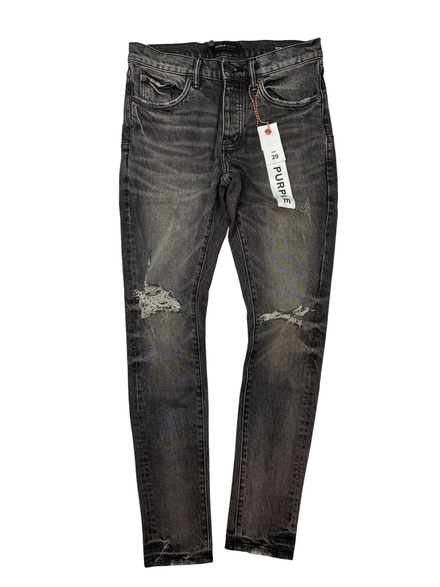Purple Brand Black Wash Ripped Jeans