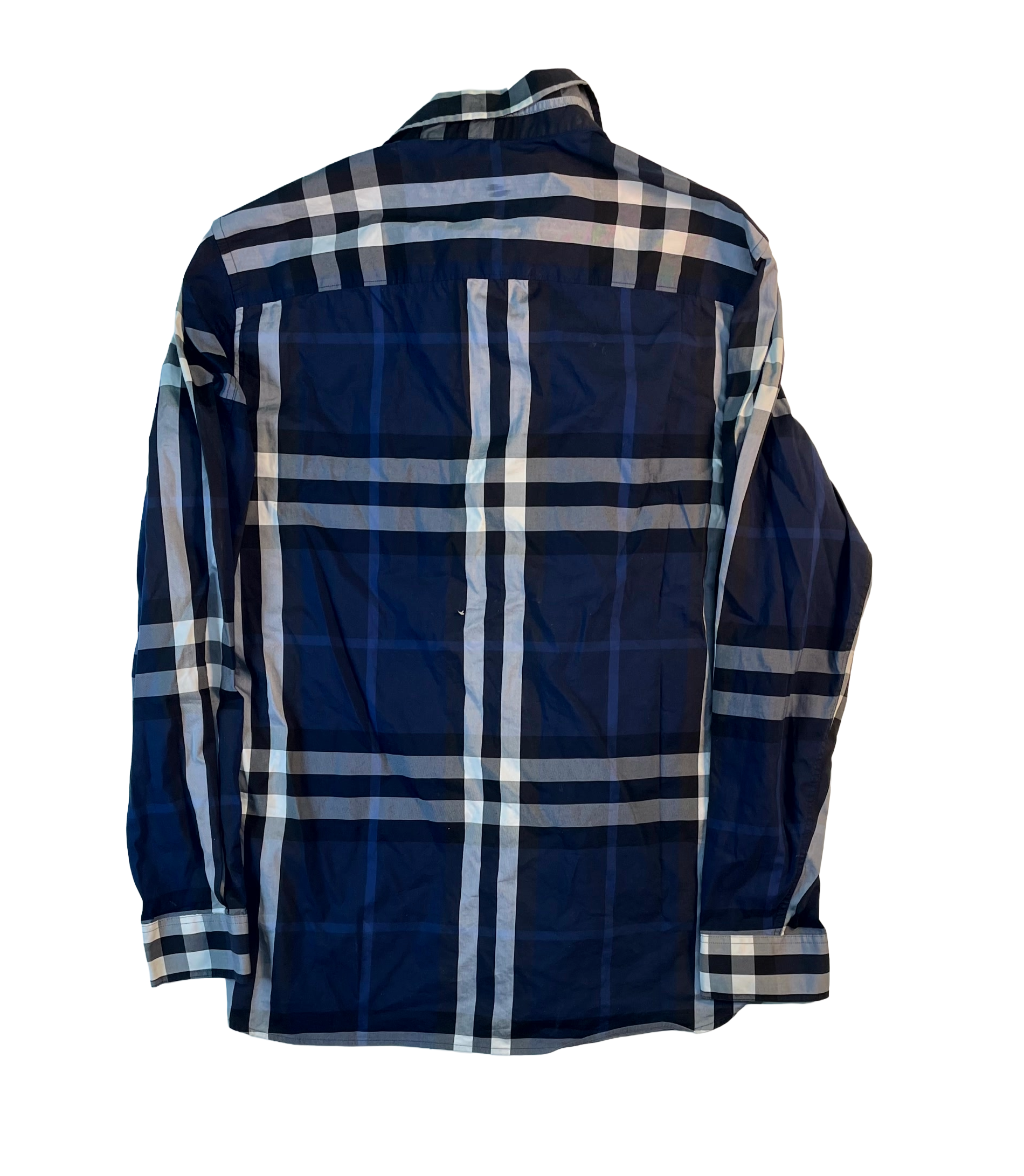 Burberry Plaid Pocket Button Up LS Blue Shirt