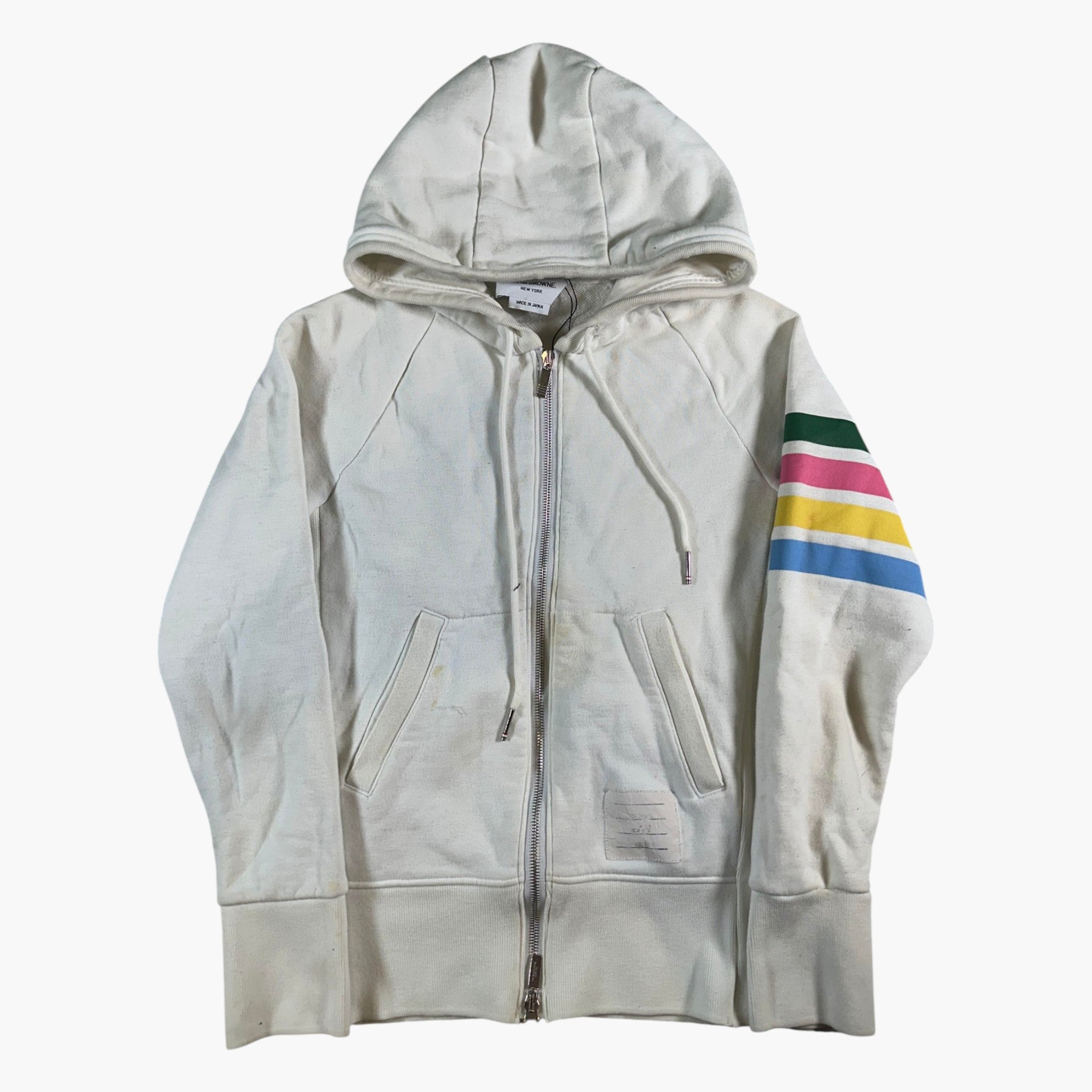 Thom Browne Multi Color 4 Bar White Zip Up
