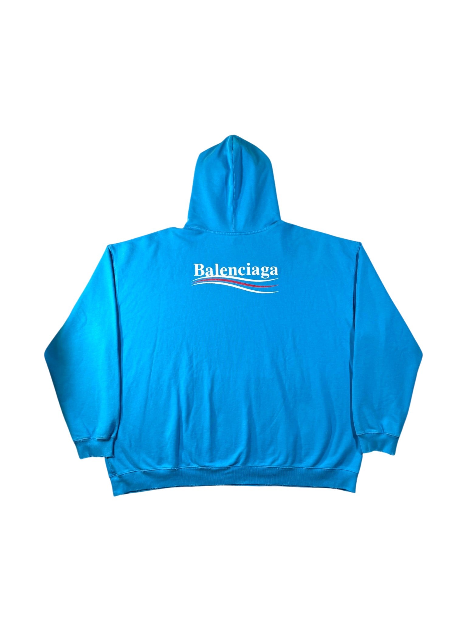 Balenciaga Distressed Campaign Logo Baby Blue Hoodie