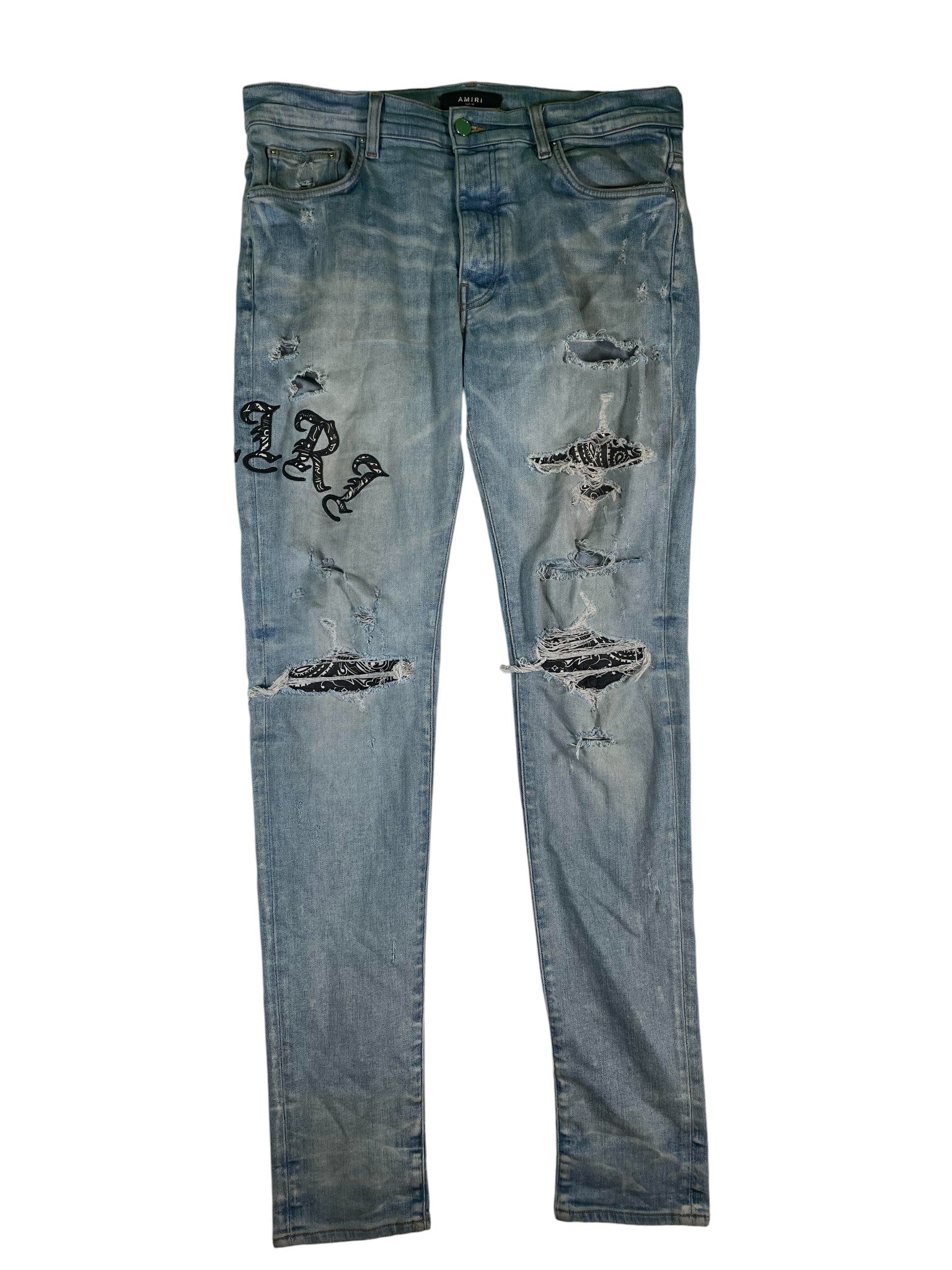 Amiri Old English Light Wash Jeans