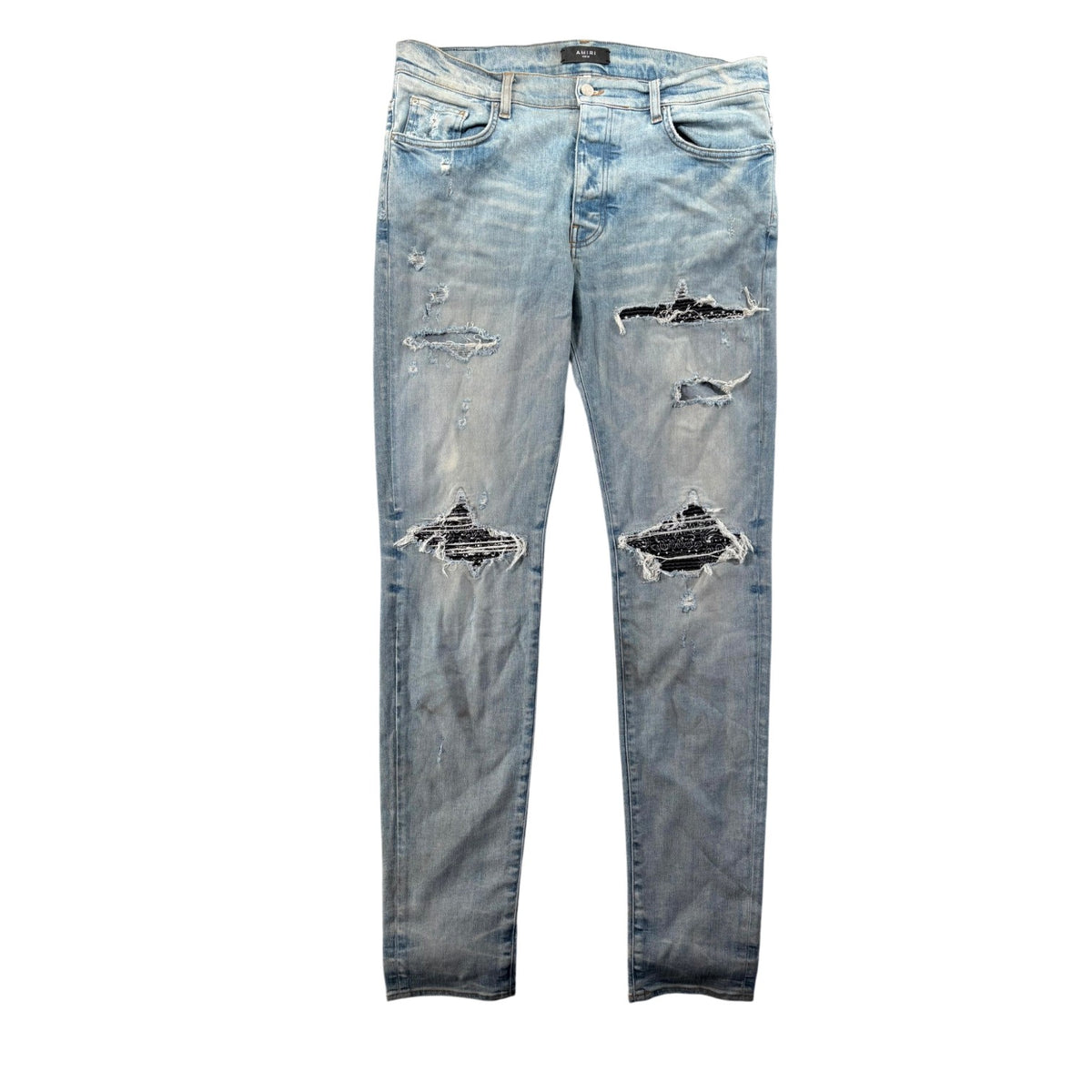 Amiri "MX1" Paisley Patch Light Wash & Black Jeans