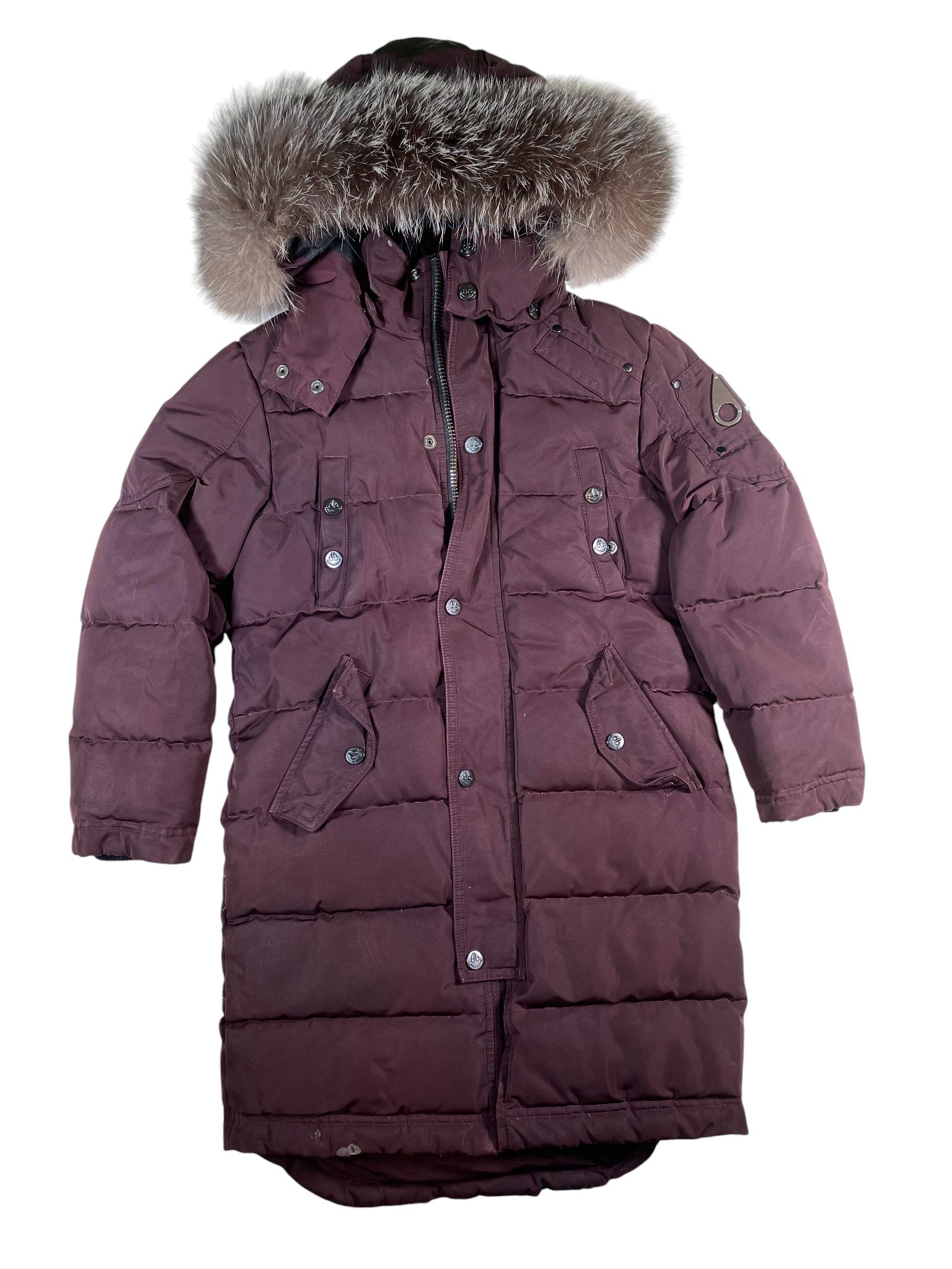 Moose Knuckles Burgundy Fur Kid's Parka Jacket