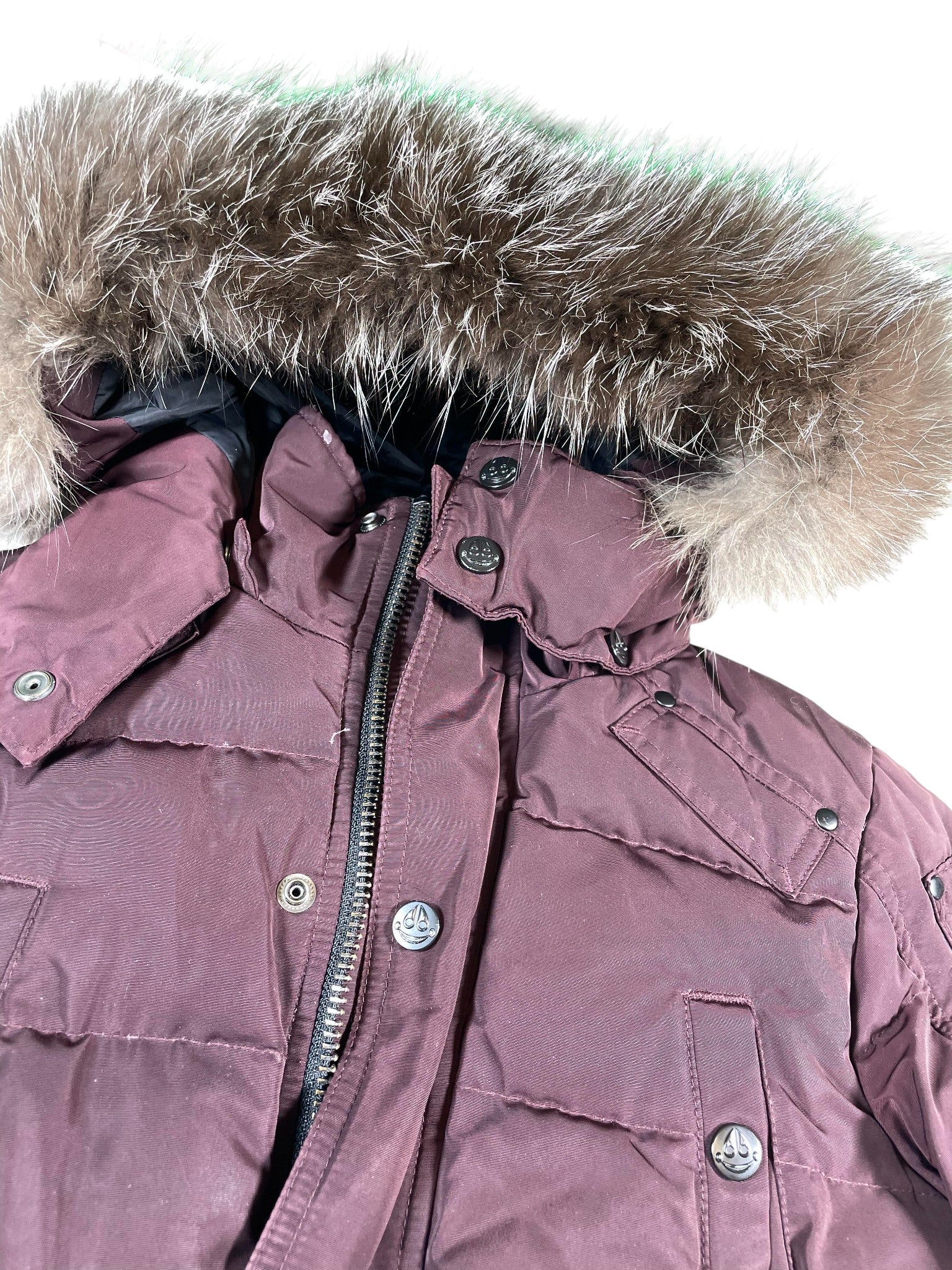 Moose Knuckles Burgundy Fur Kid's Parka Jacket