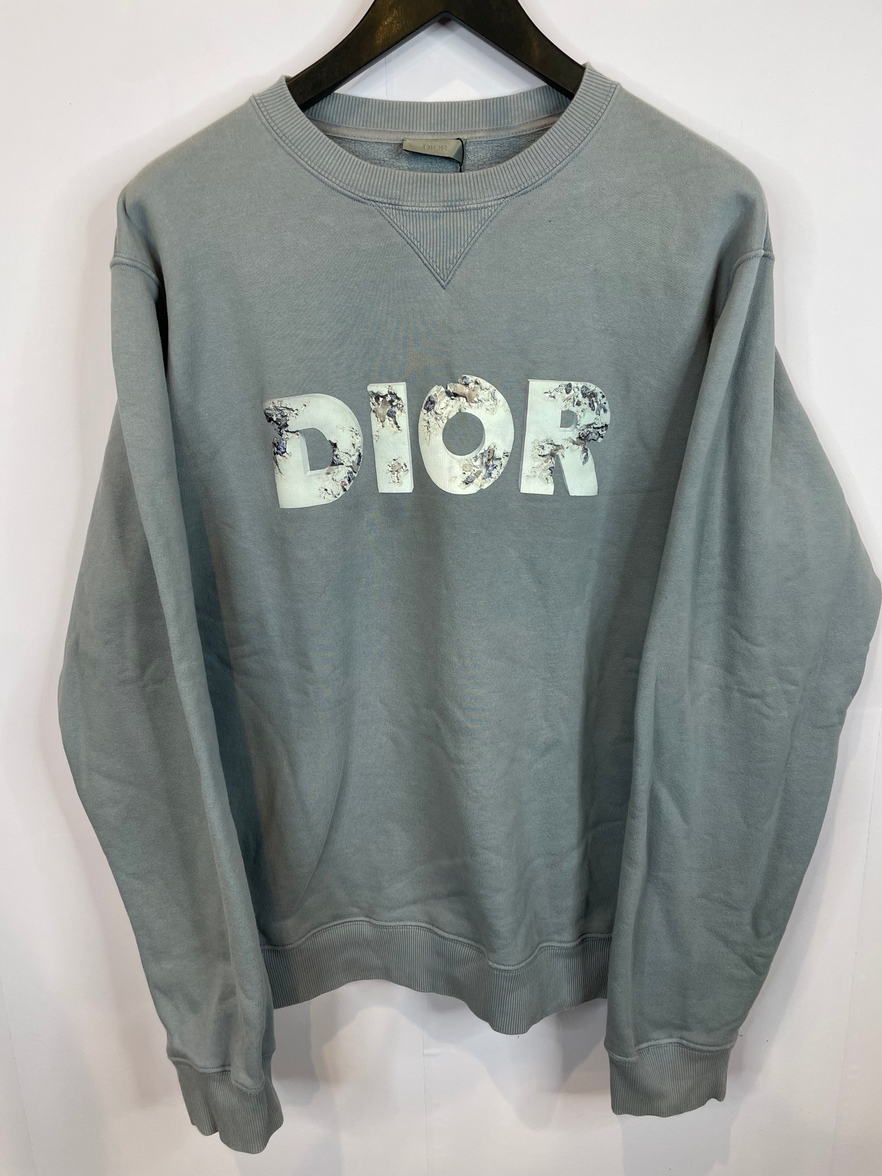 Dior Crewneck Daniel Arsham Powder Blue Chest Logo Used XL