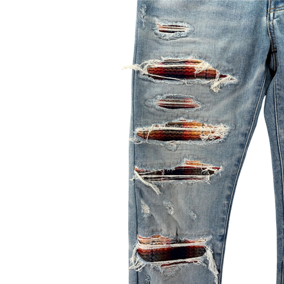 Amiri Bandana Thrasher Patch Light Wash Jeans