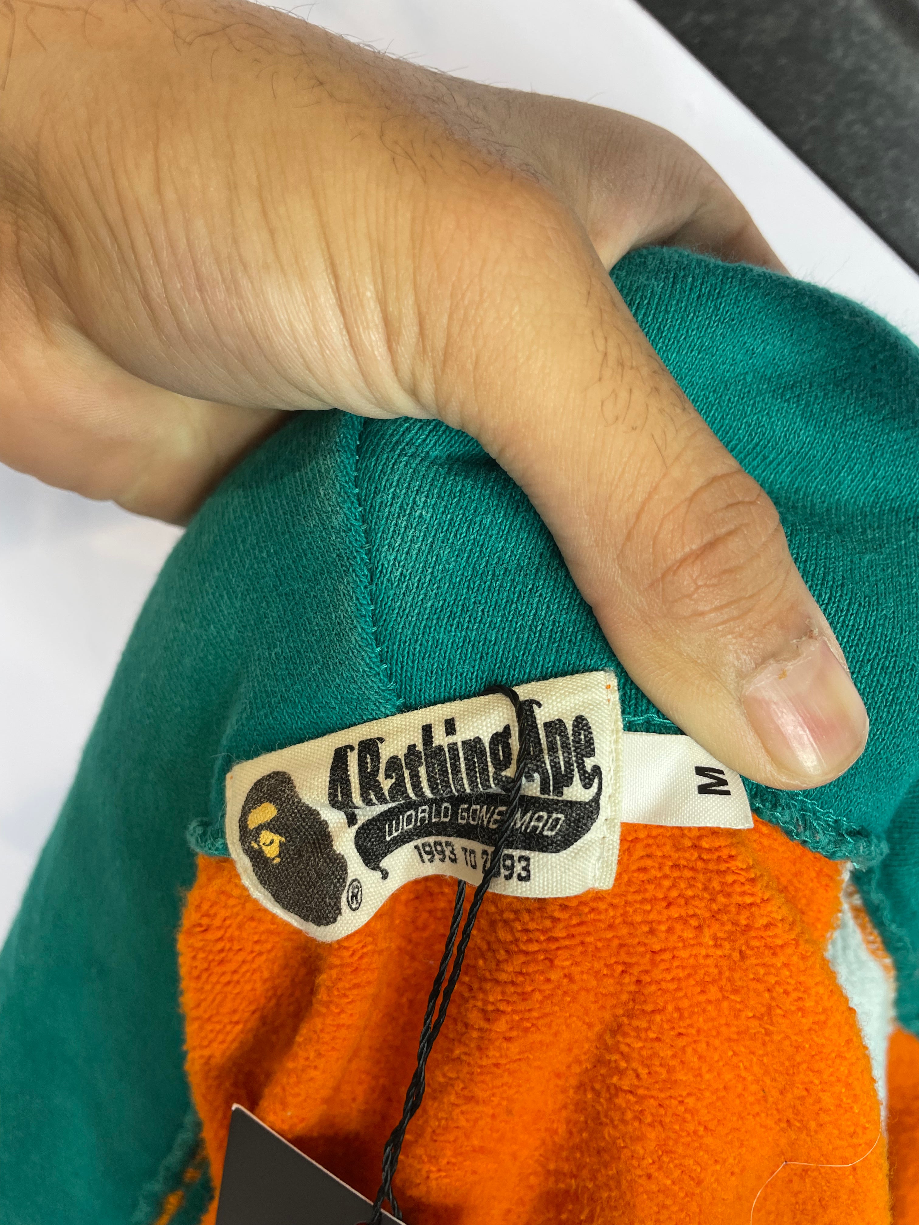 BAPE Shark Zip Up Teal Green Orange Used Medium