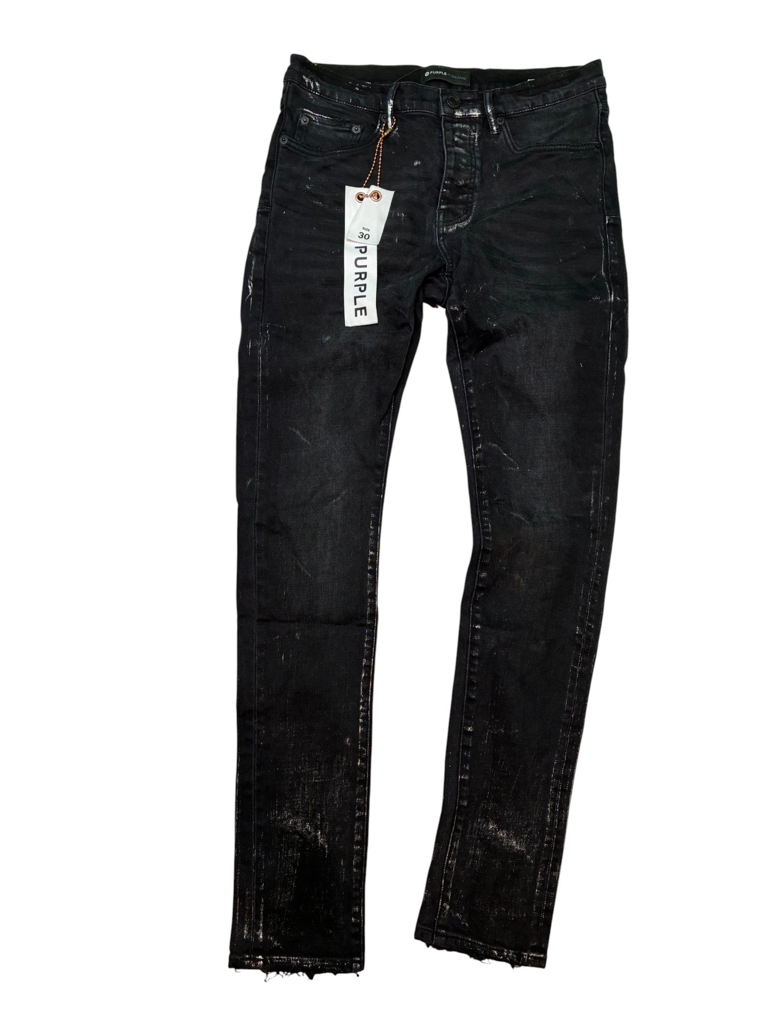 Purple Brand Black Wash & Silver Splatter Jeans