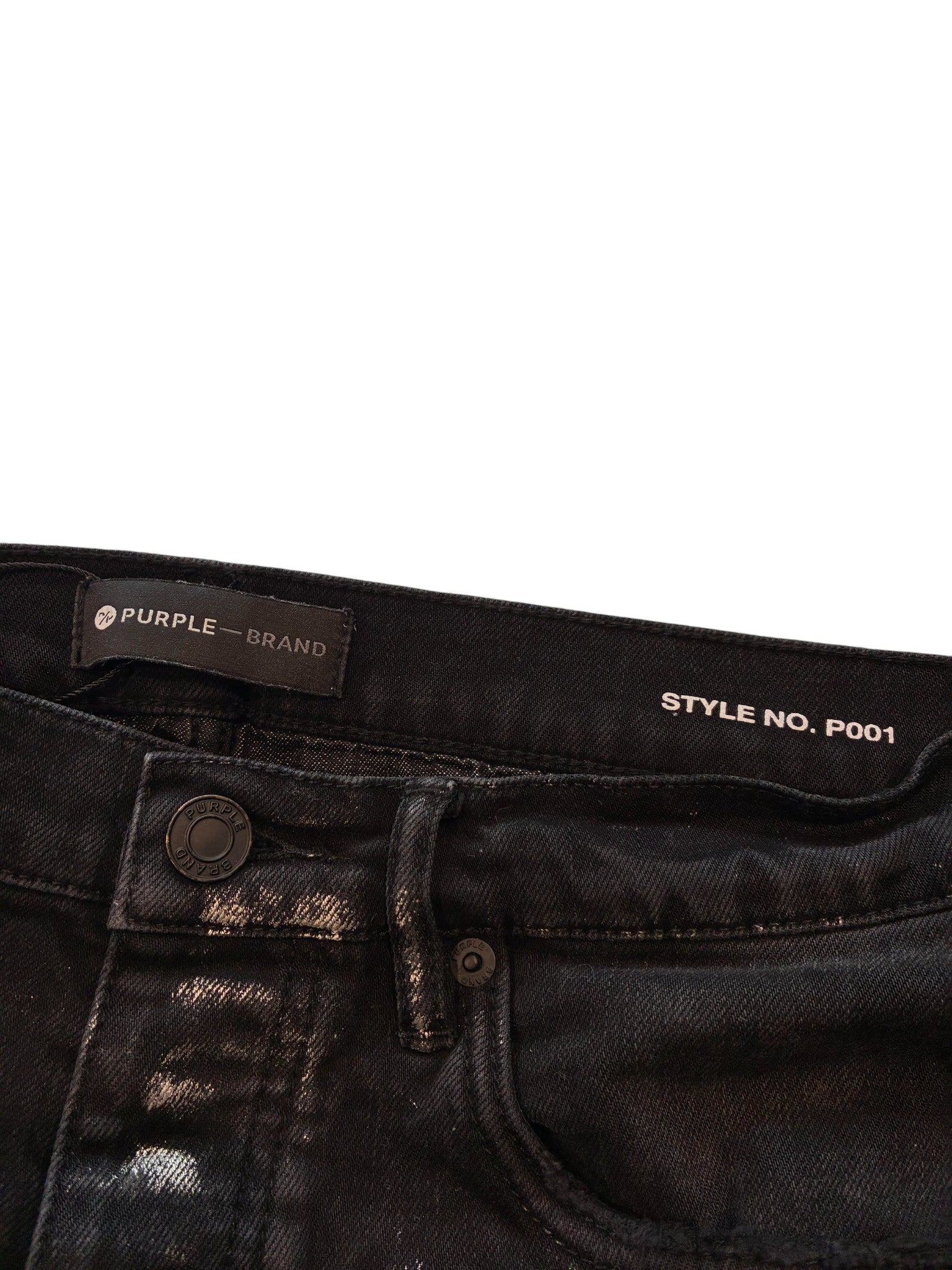 Purple Brand Black Wash & Silver Splatter Jeans