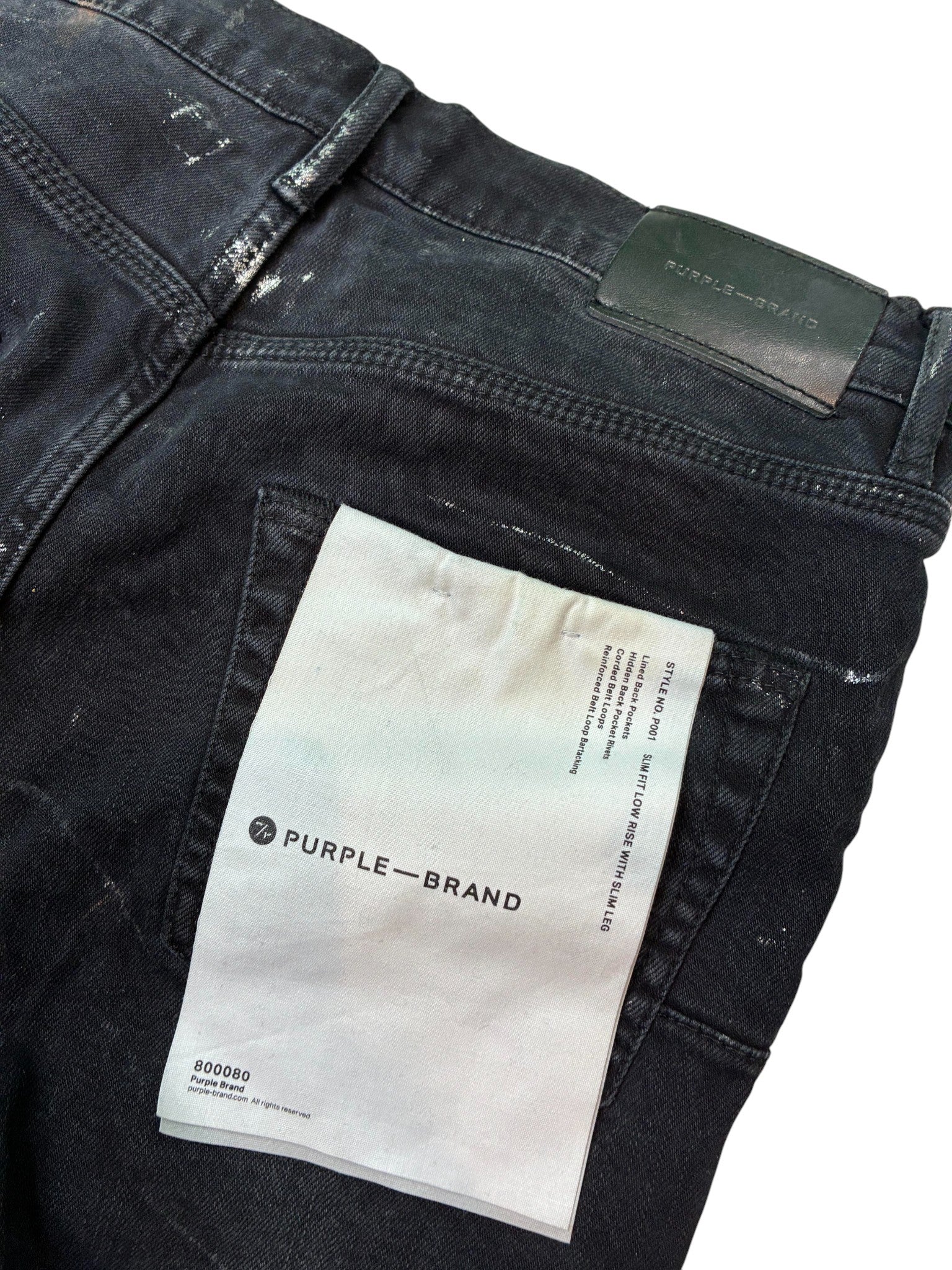 Purple Brand Black Wash & Silver Splatter Jeans