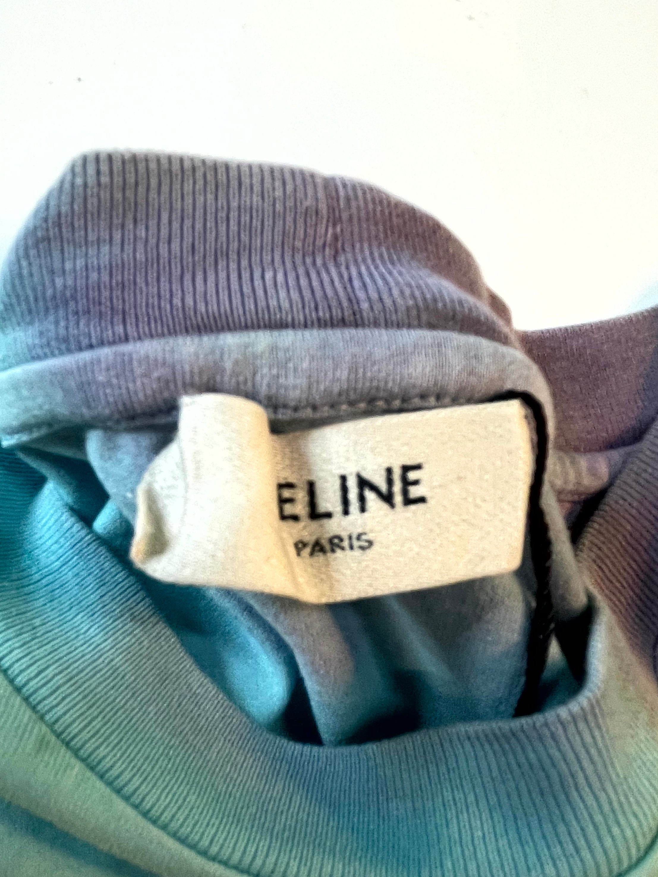 Celine Studded Logo Tye Dye Multicolor Tee