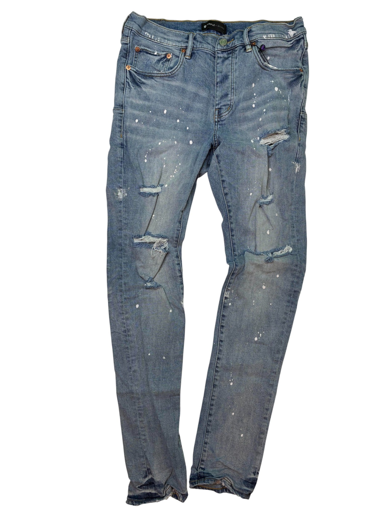 Purple Brand Splatter Light Wash Jeans