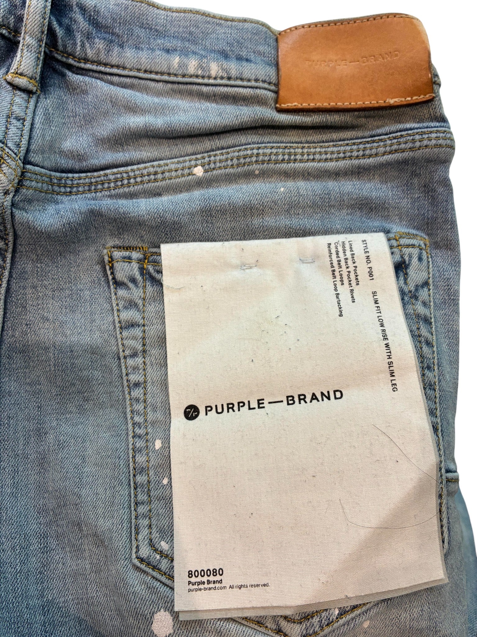 Purple Brand Splatter Light Wash Jeans