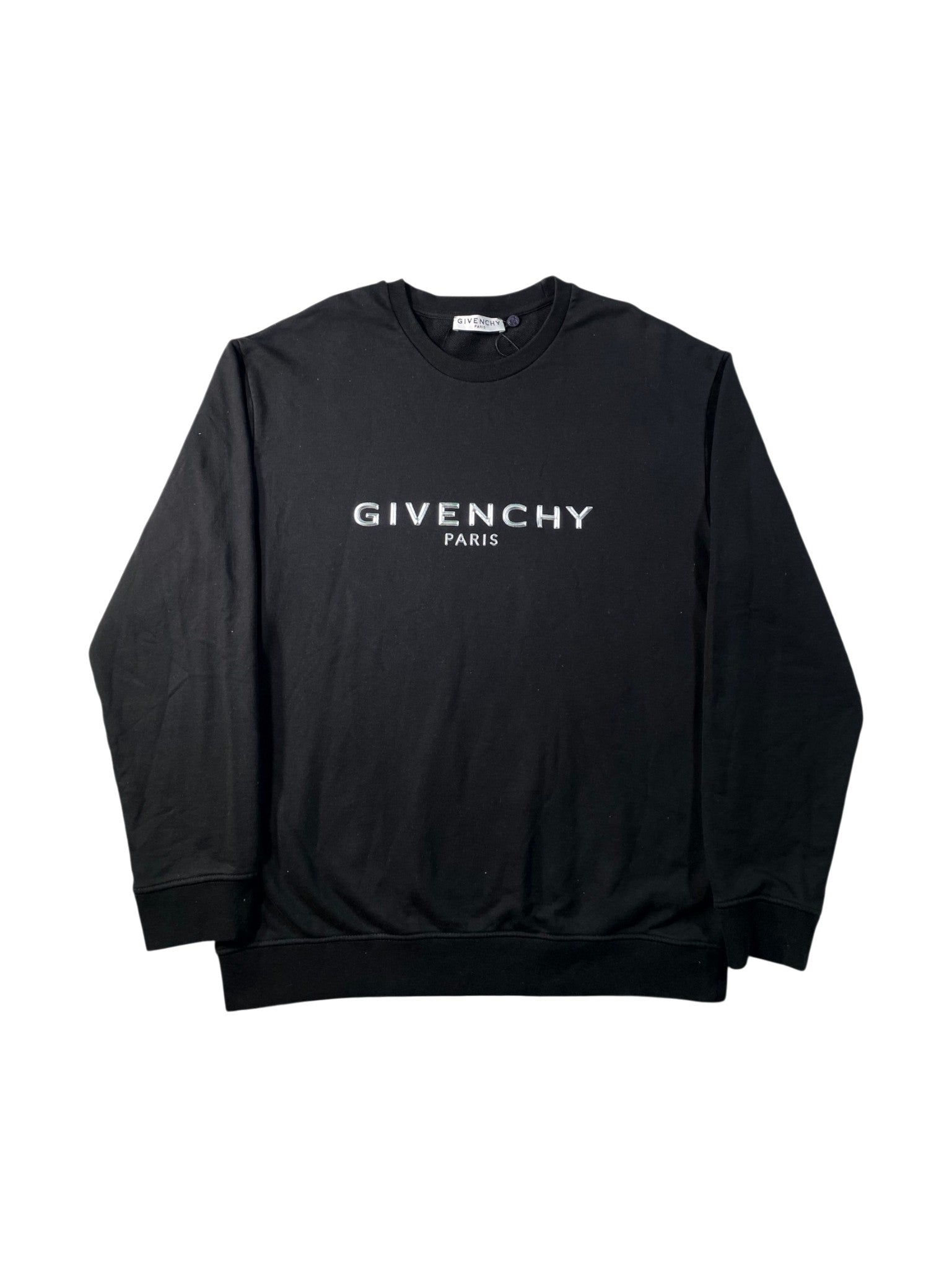 Givenchy Chest Logo Crewneck Black & Silver Sweatshirt