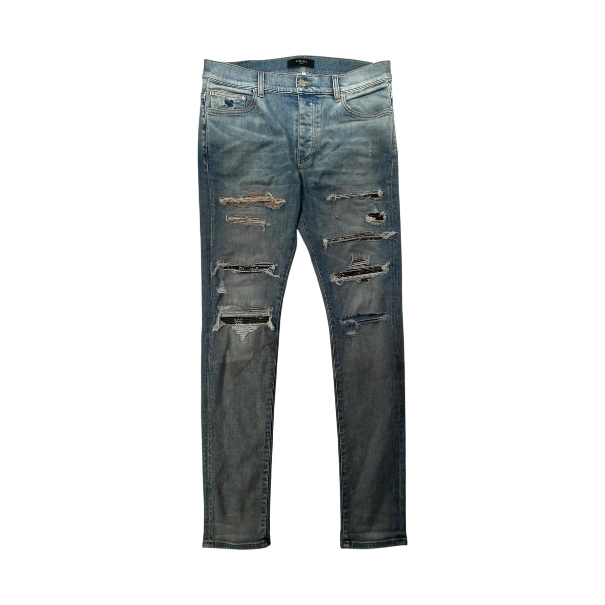 Amiri Paisley Thrasher Patch Light Wash, Tan, Olive & Brown Jeans